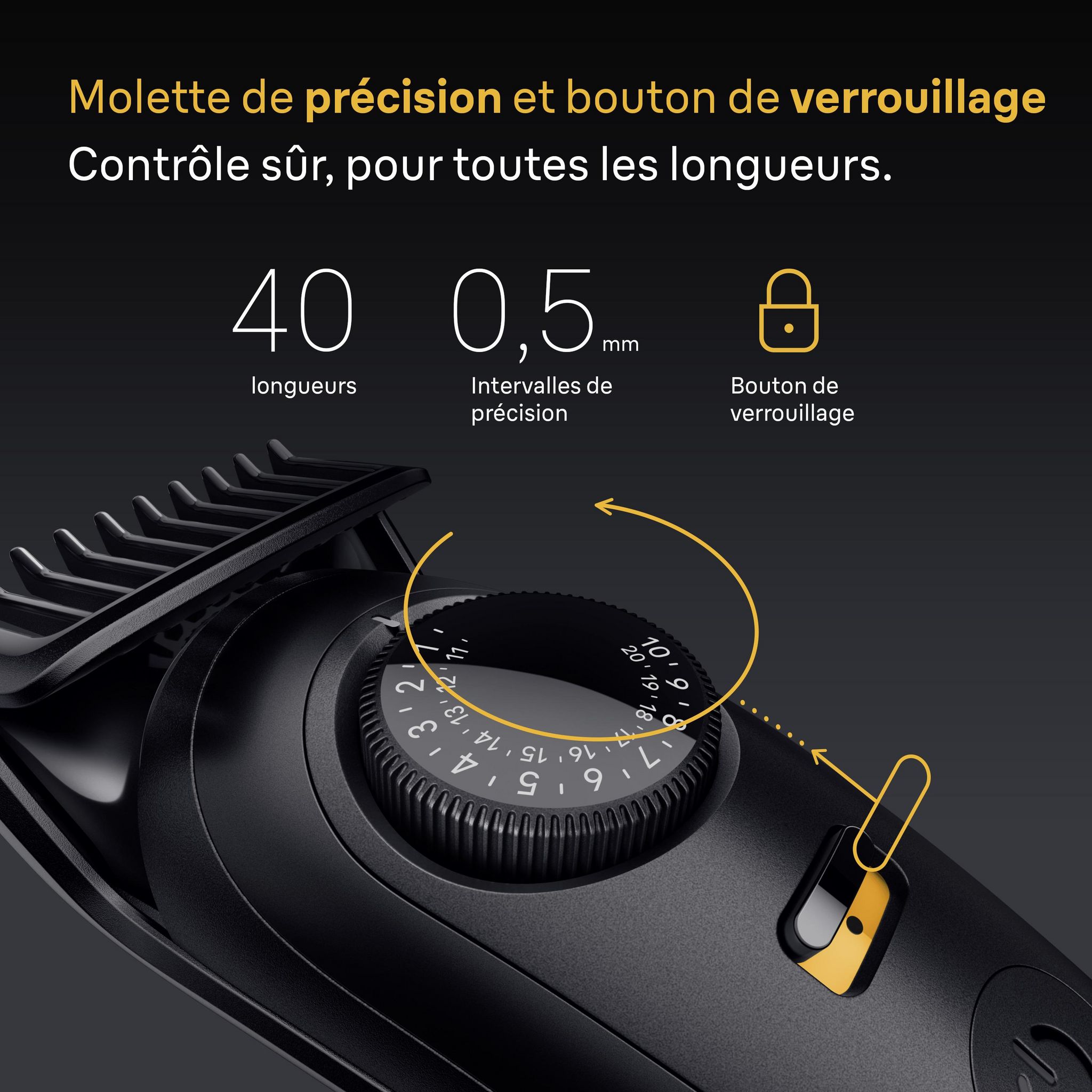 Voir la diapositive 3 : BRAUN Tondeuse Barbe BT5520 - Noir