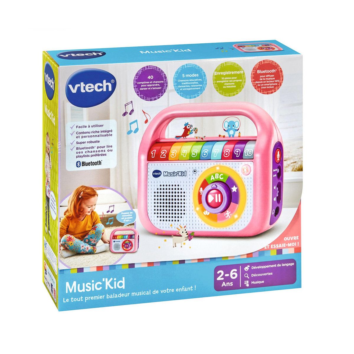 VTECH Music'Kid Baladeur musical - Rose