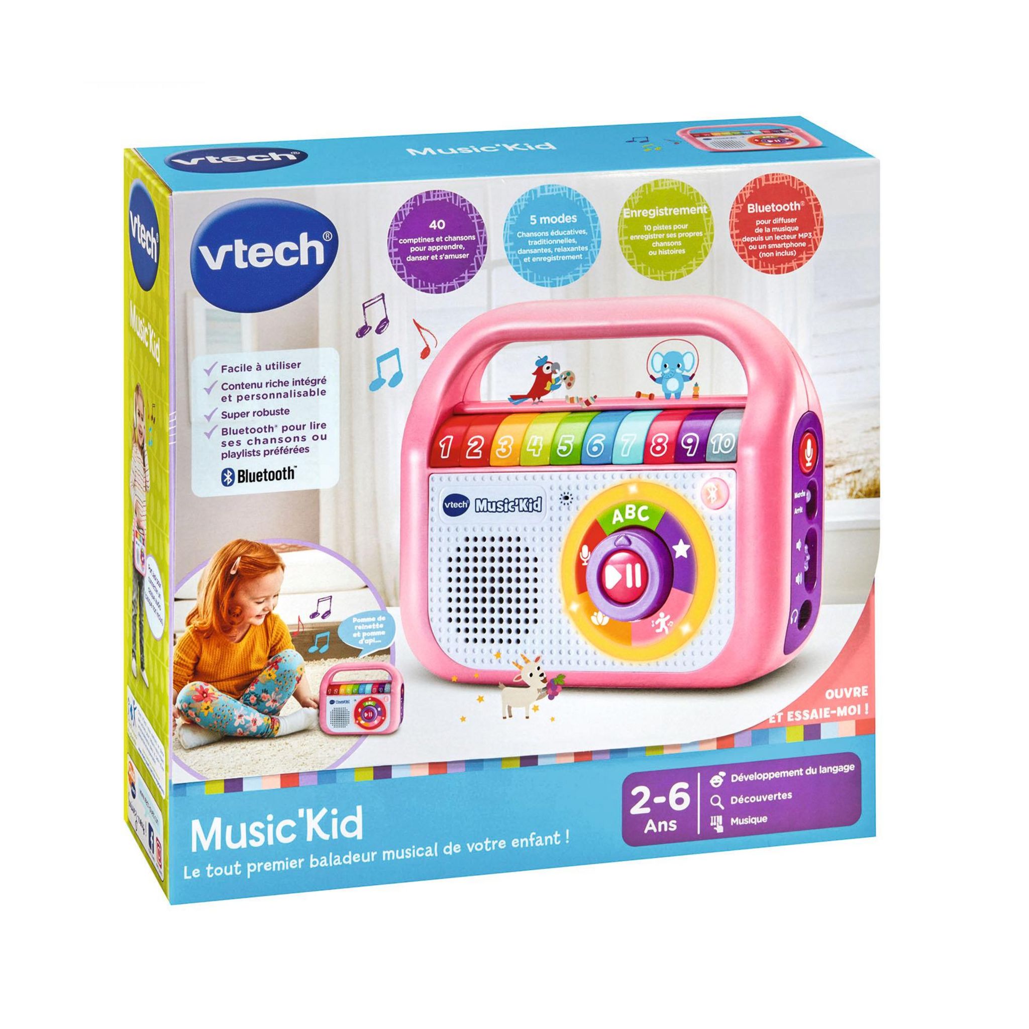 Voir la diapositive 5 : VTECH Music'Kid Baladeur musical - Rose