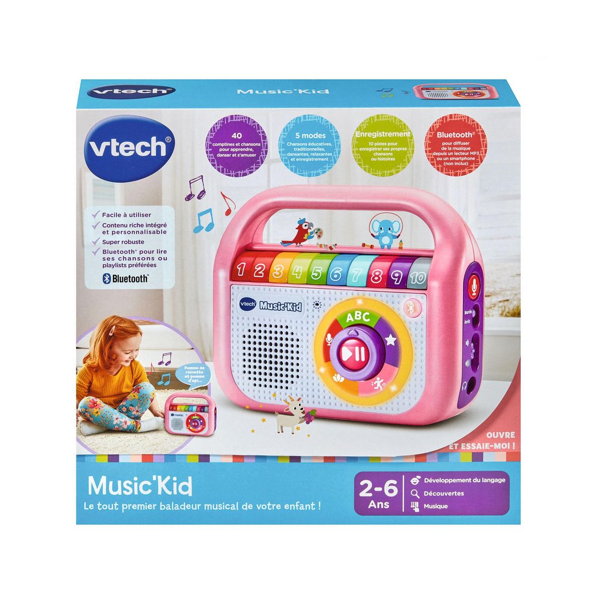 VTECH Music'Kid Baladeur musical - Rose
