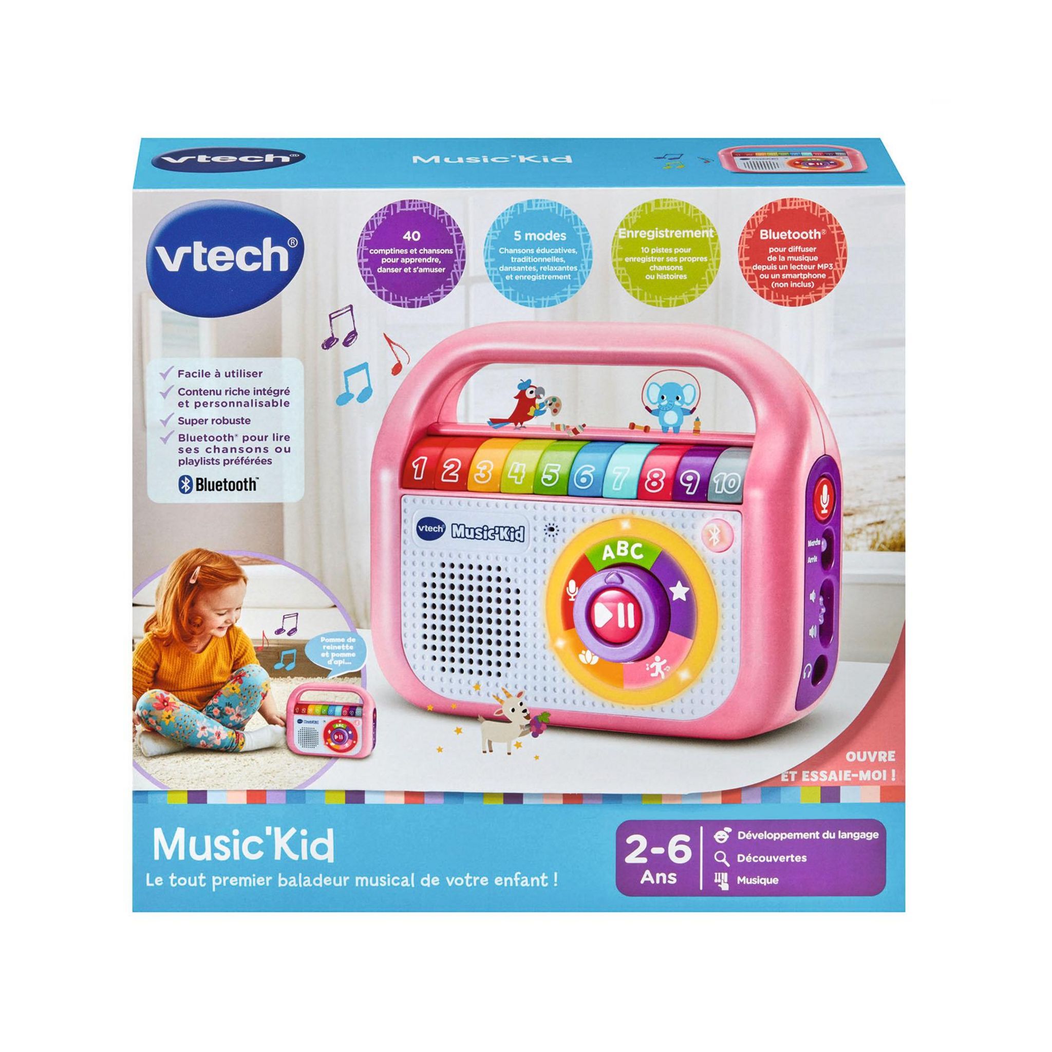 Voir la diapositive 6 : VTECH Music'Kid Baladeur musical - Rose