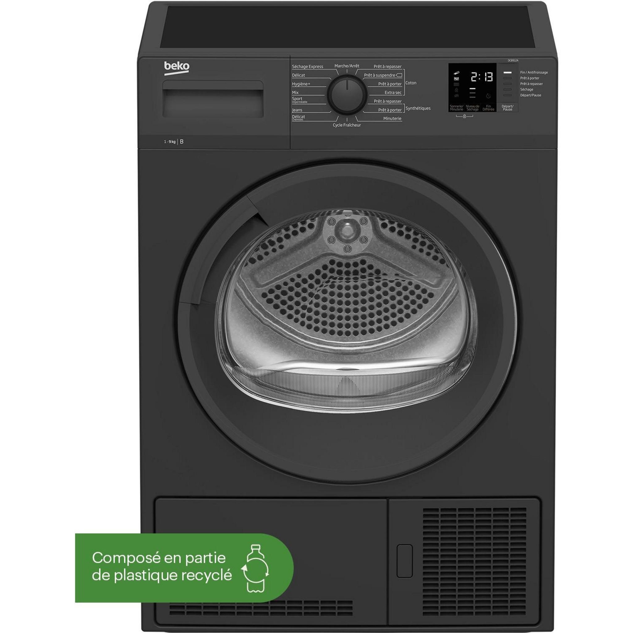 Voir la diapositive 1 : BEKO Sèche linge hublot à condensation DCB912A, 9 kg, B