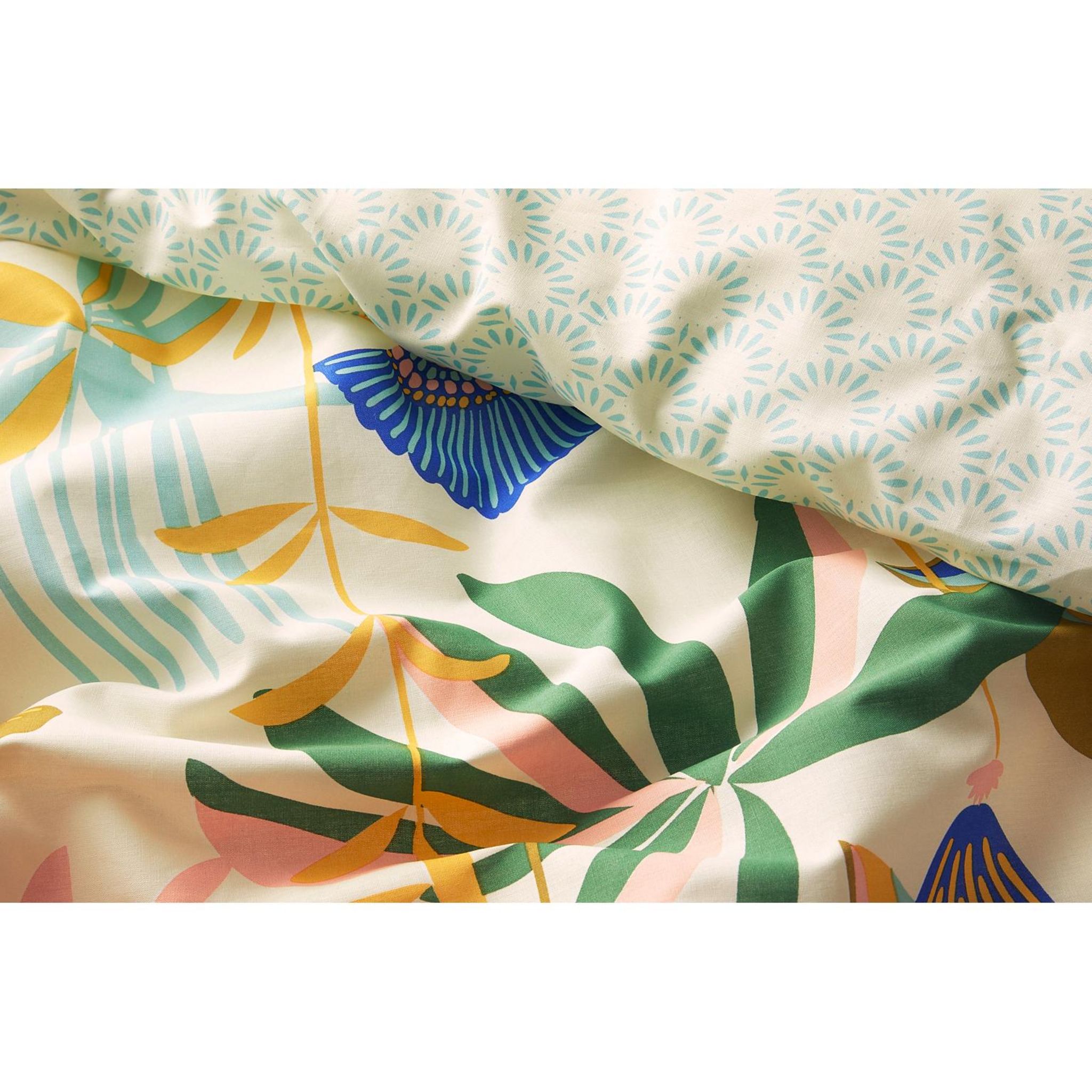 Voir la diapositive 2 : ACTUEL Parure housse de couette en coton biologique motif floral ROSALIE