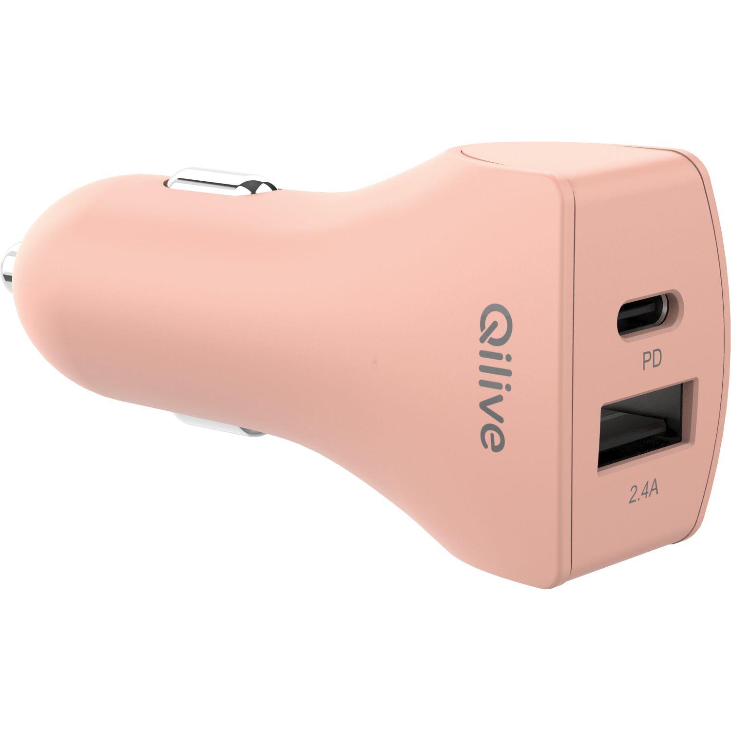 Voir la diapositive 2 : QILIVE Chargeur USB C / USB A 32W - Rose