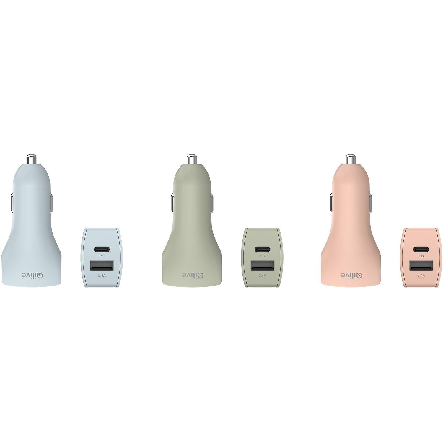 Voir la diapositive 3 : QILIVE Chargeur USB C / USB A 32W - Rose