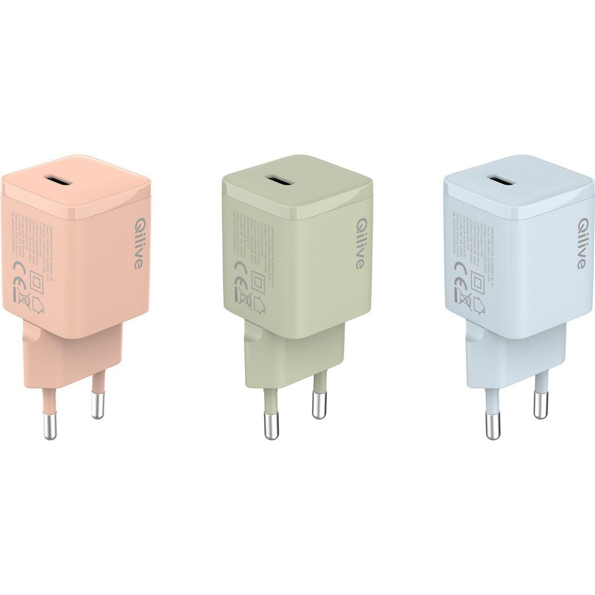 QILIVE Chargeur rapide USB C 30W - Bleu