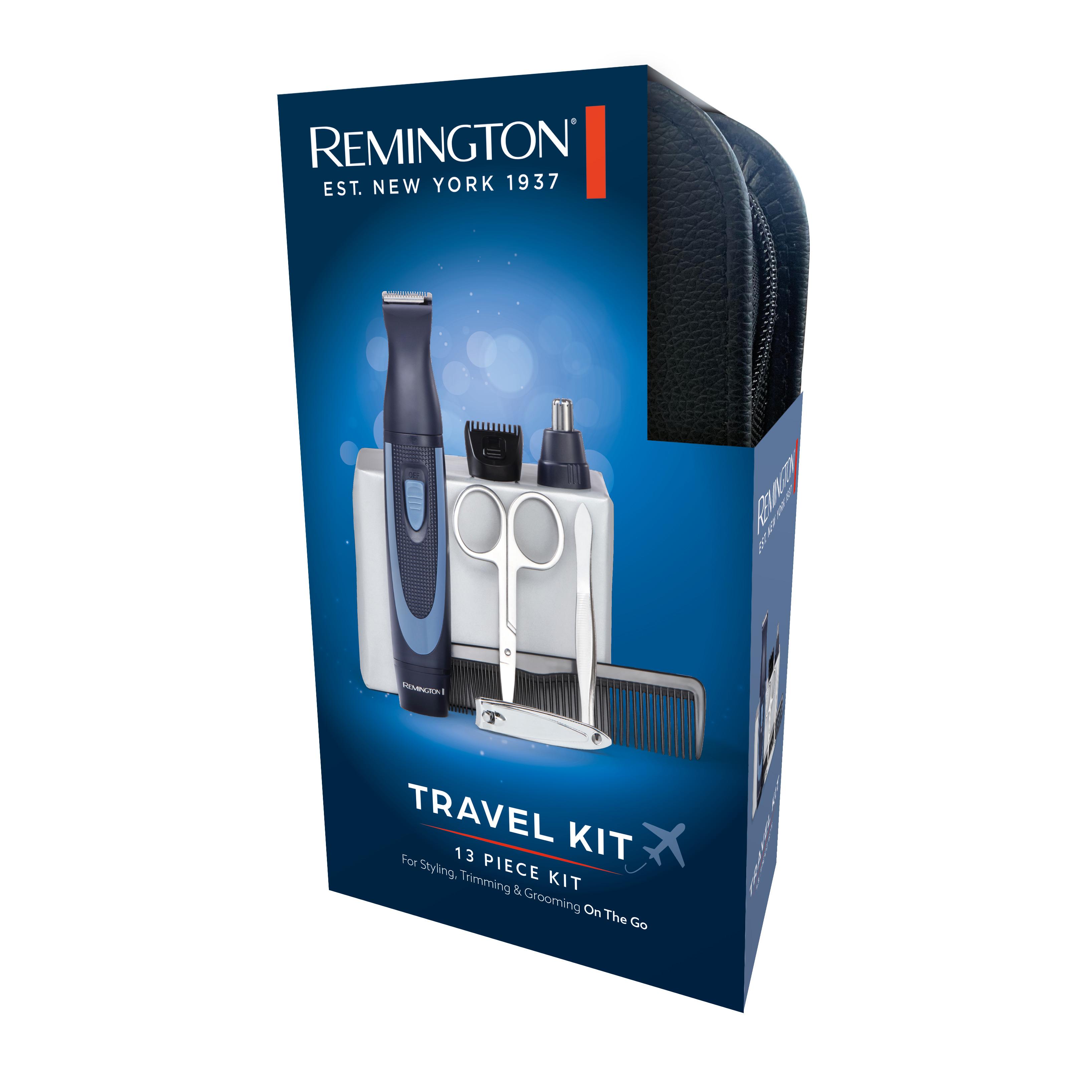 Voir la diapositive 2 : REMINGTON Kit de voyage 13 pièces NE3890 - Bleu