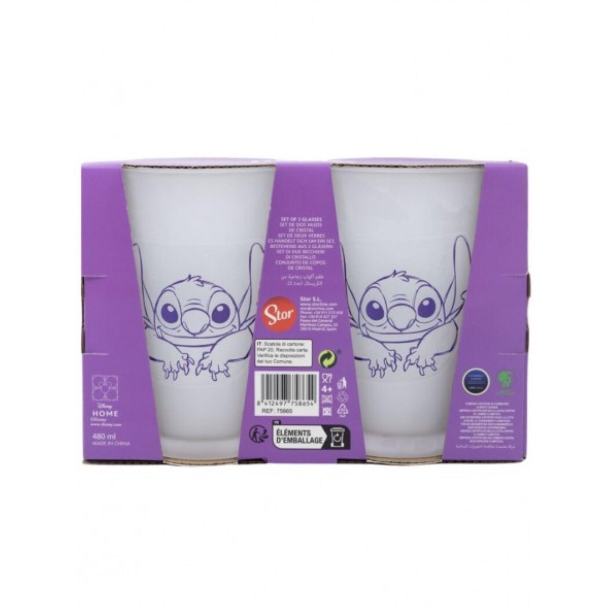 STOR Set 2 Verres Stitch au Décor Givré dans un Coffret Disney Transparent