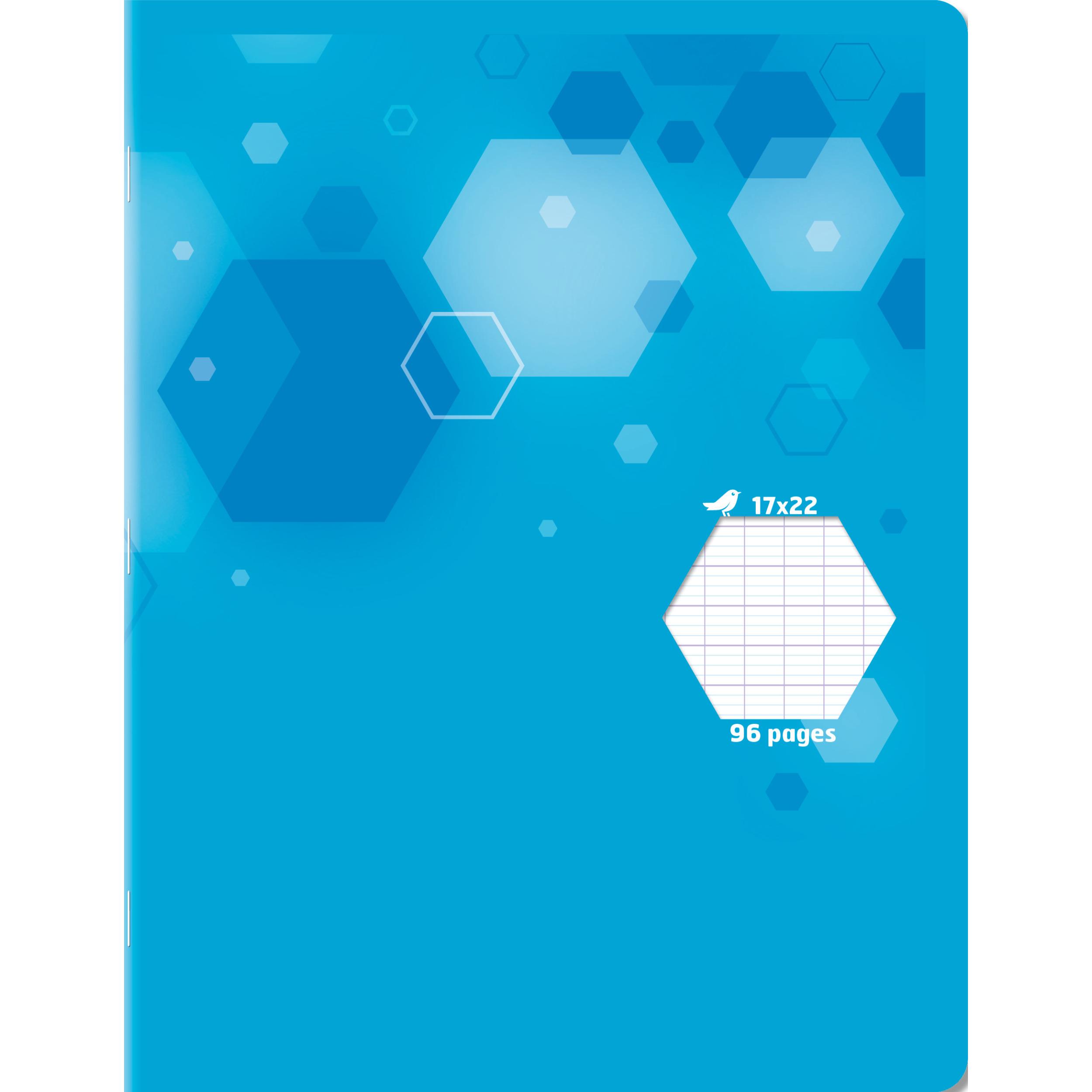 AUCHAN Cahier piqure polypro 96 pages 90g 17x22cm Seyes - Bleu