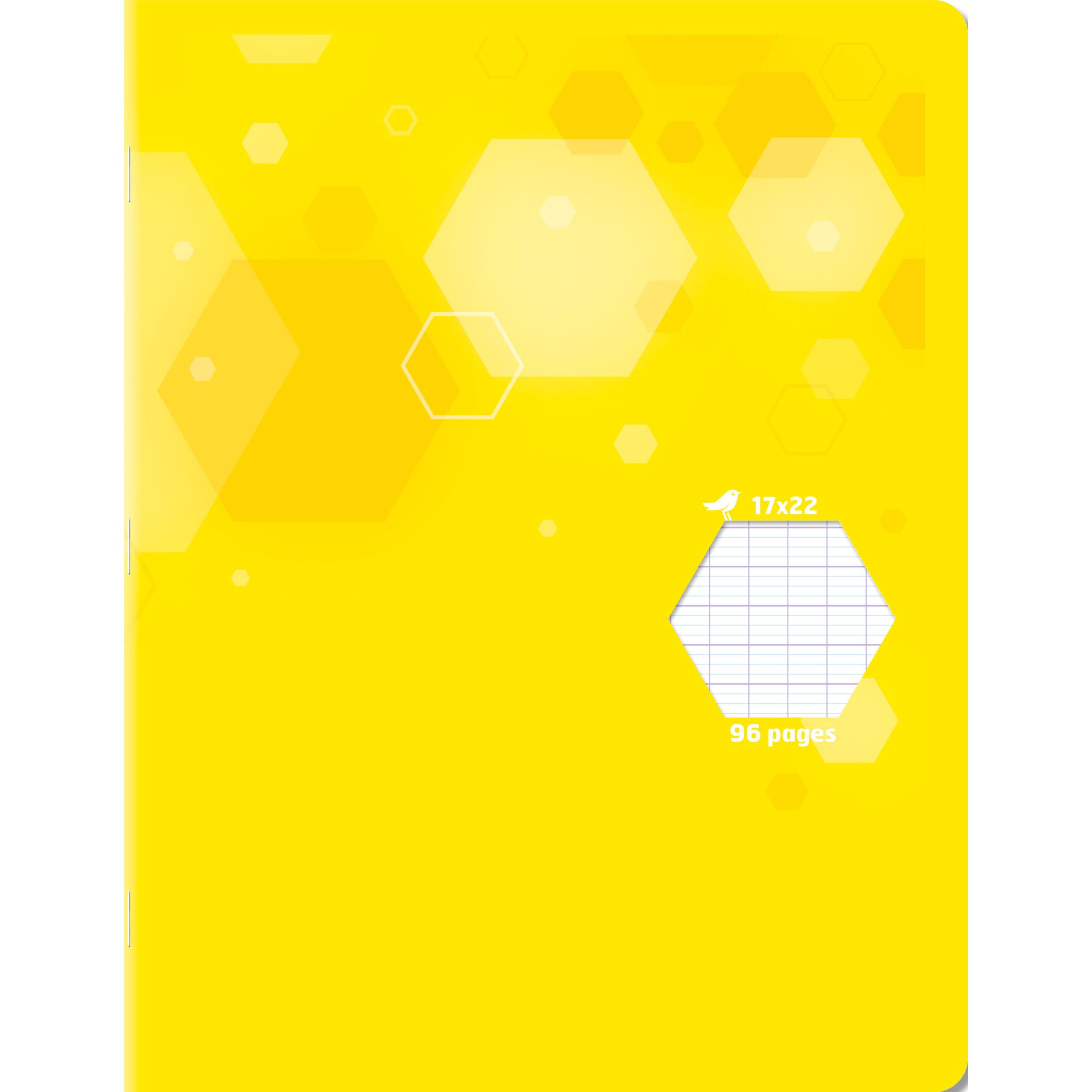 AUCHAN Cahier piqure polypro 96 pages 90g 17x22cm Seyes - Jaune