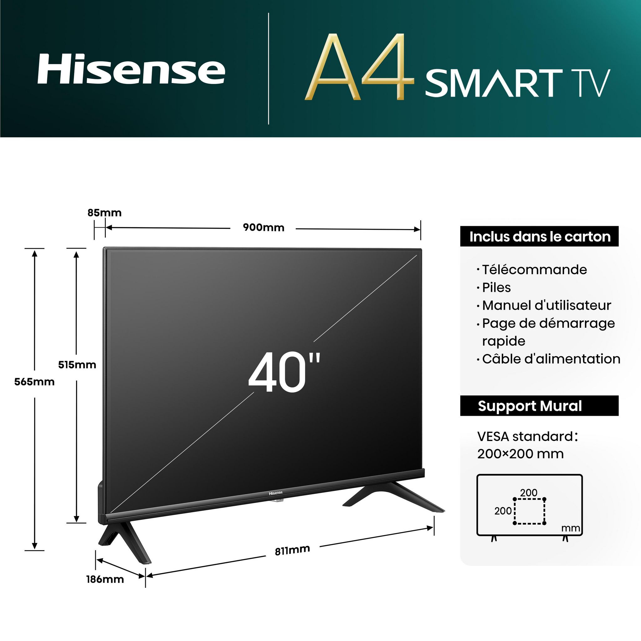 Voir la diapositive 7 : HISENSE TV Full HD+ 40A4N