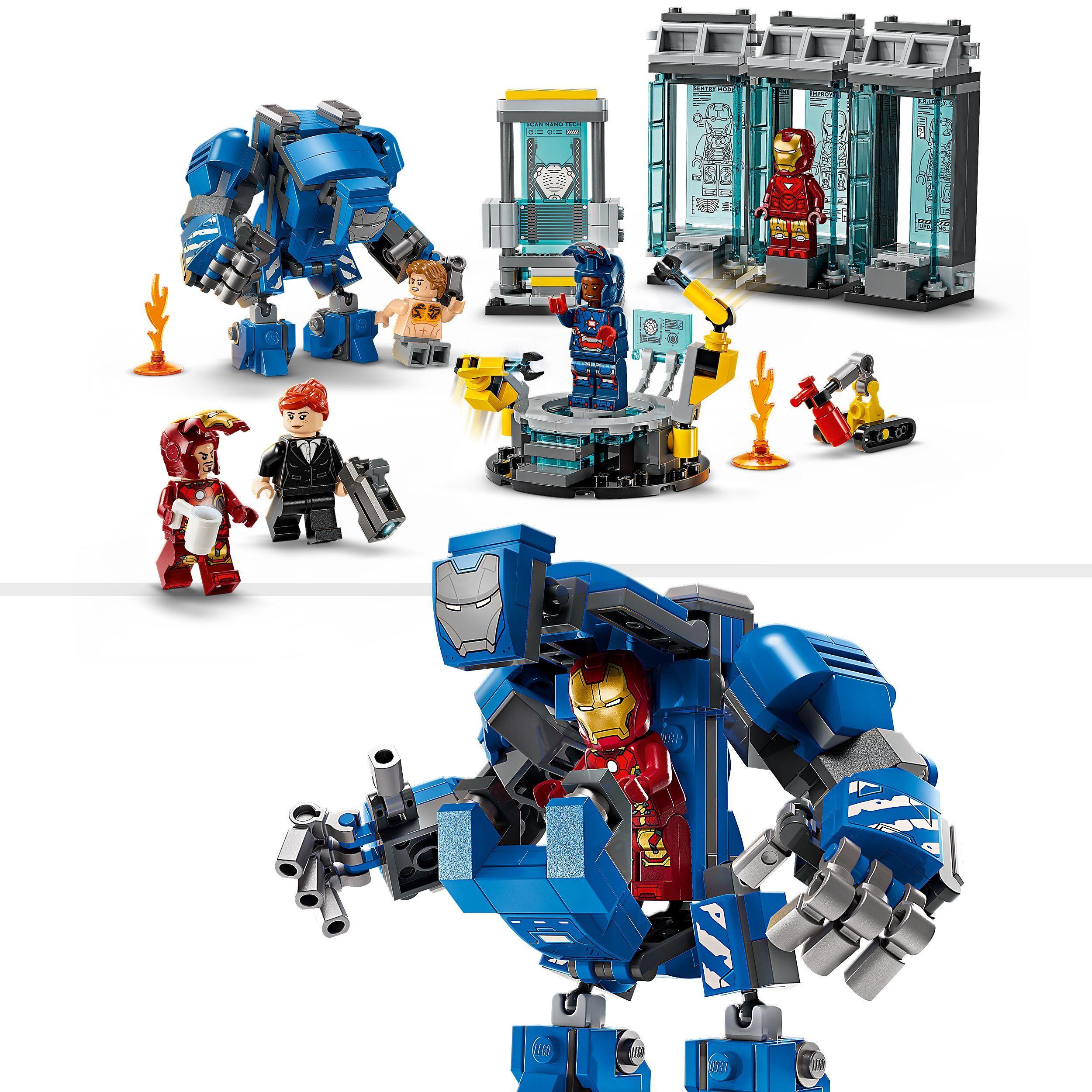 Voir la diapositive 4 : LEGO Marvel 76315 Le Laboratoire d’Iron Man : la Salle des Armures - Jouet garçon, 8 ans