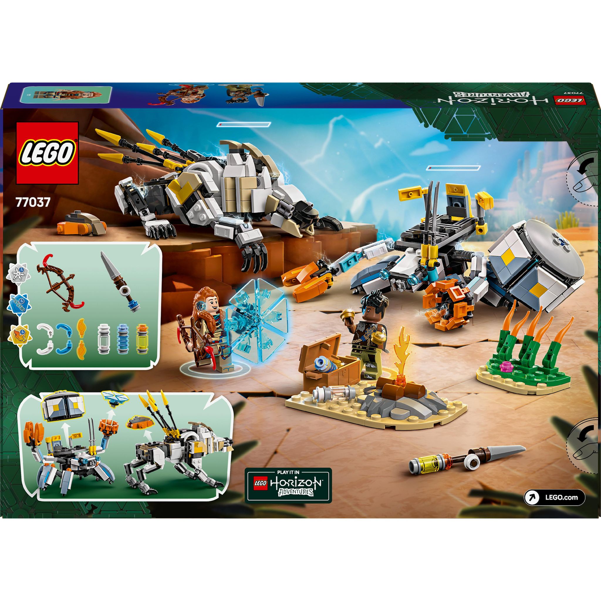 Voir la diapositive 5 : LEGO Horizon Adventures 77037 - Aloy et Varl contre Testudien et Dents de Scie