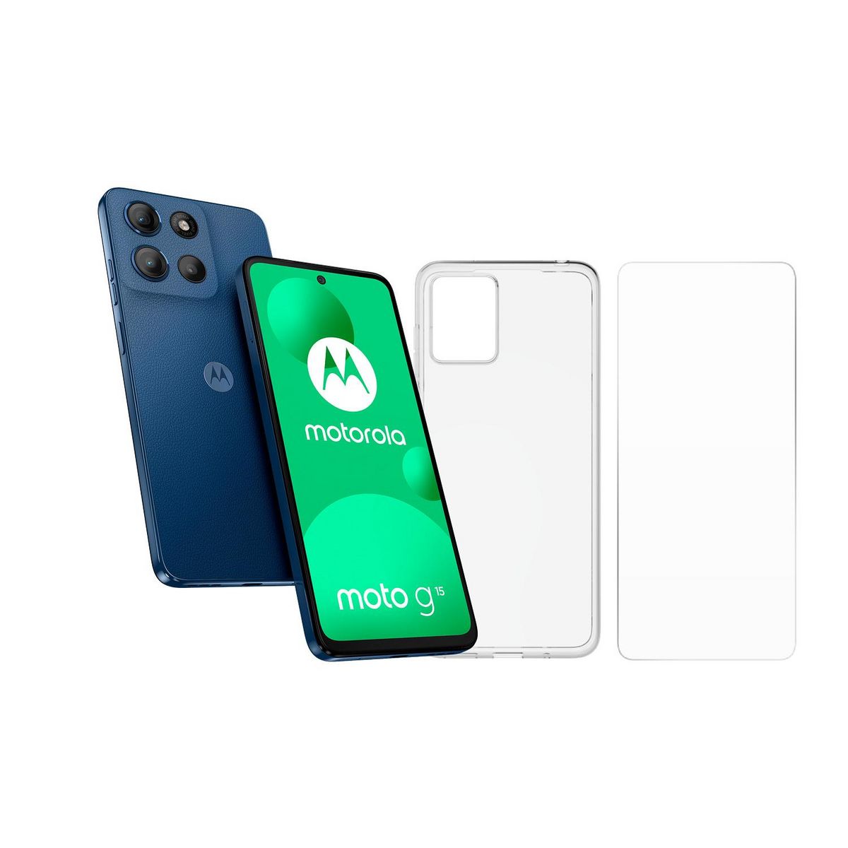 MOTOROLA Pack G15 4GO de RAM 128Go+Coque+Verre trempé