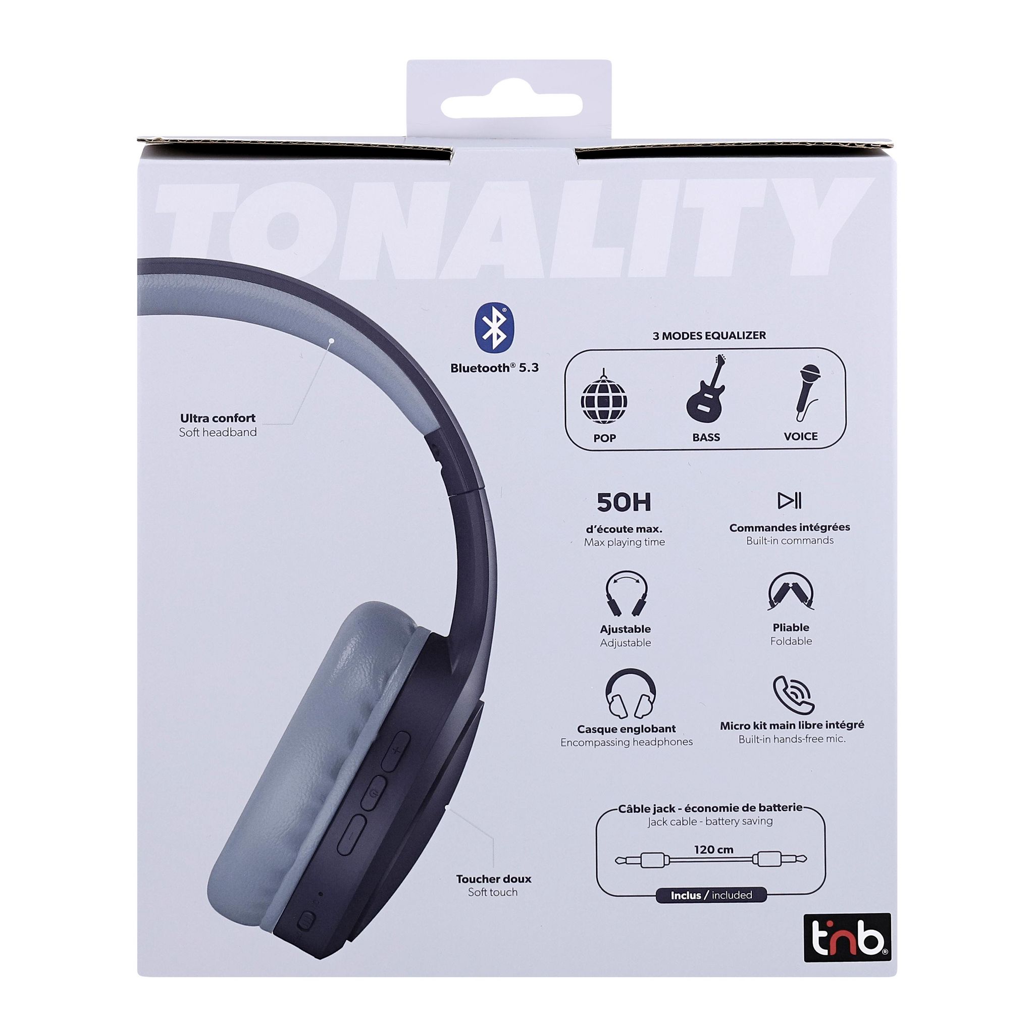 Voir la diapositive 7 : TNB Casque Audio Tonality Bluetooth - Bleu