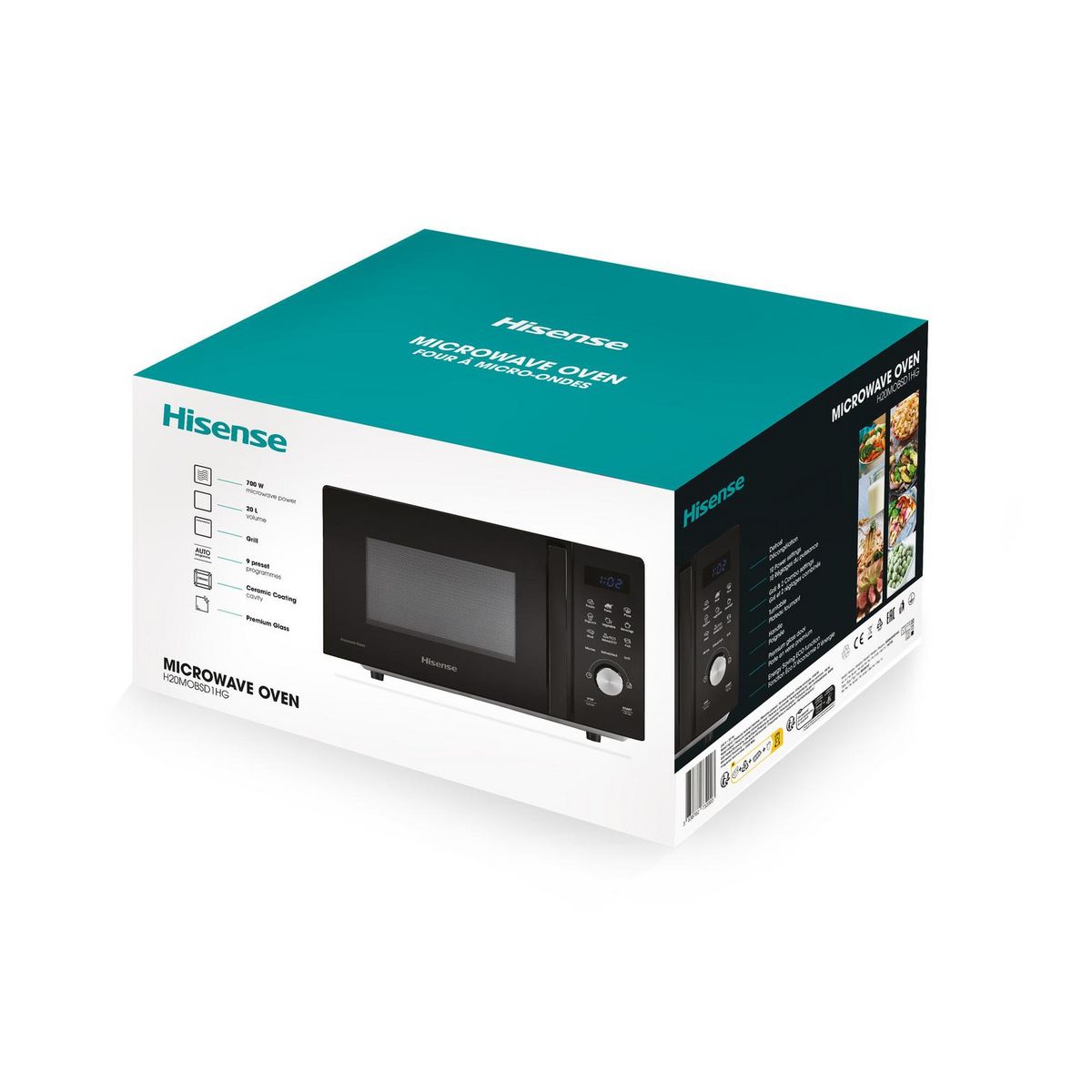 HISENSE Micro-ondes gril H20MOBSD1HG - 700 W - Capacité 20 L - Noir