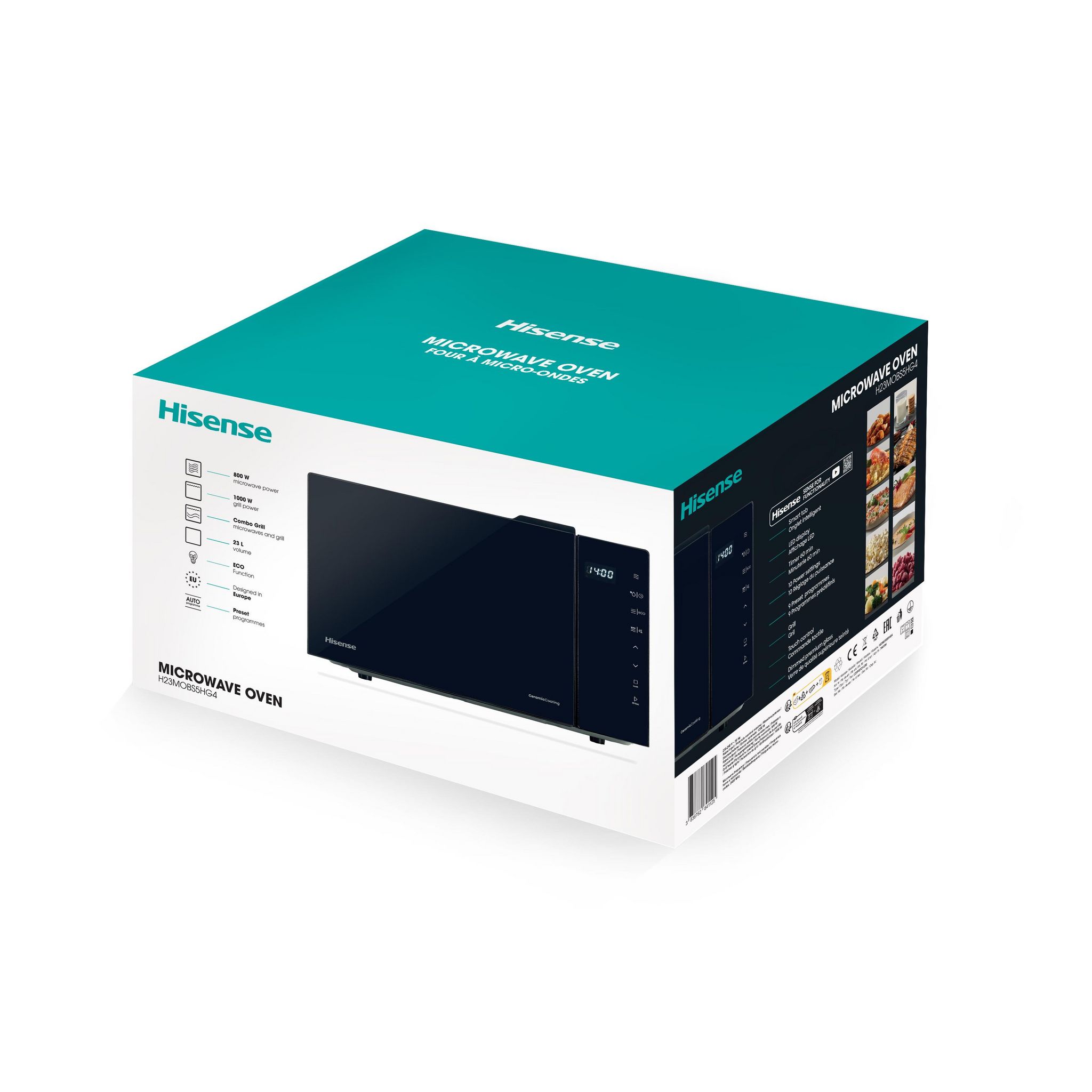 Voir la diapositive 3 : HISENSE Micro-ondes gril H23MOBS5HG4 - 800 W, Capacité 23 L - Noir