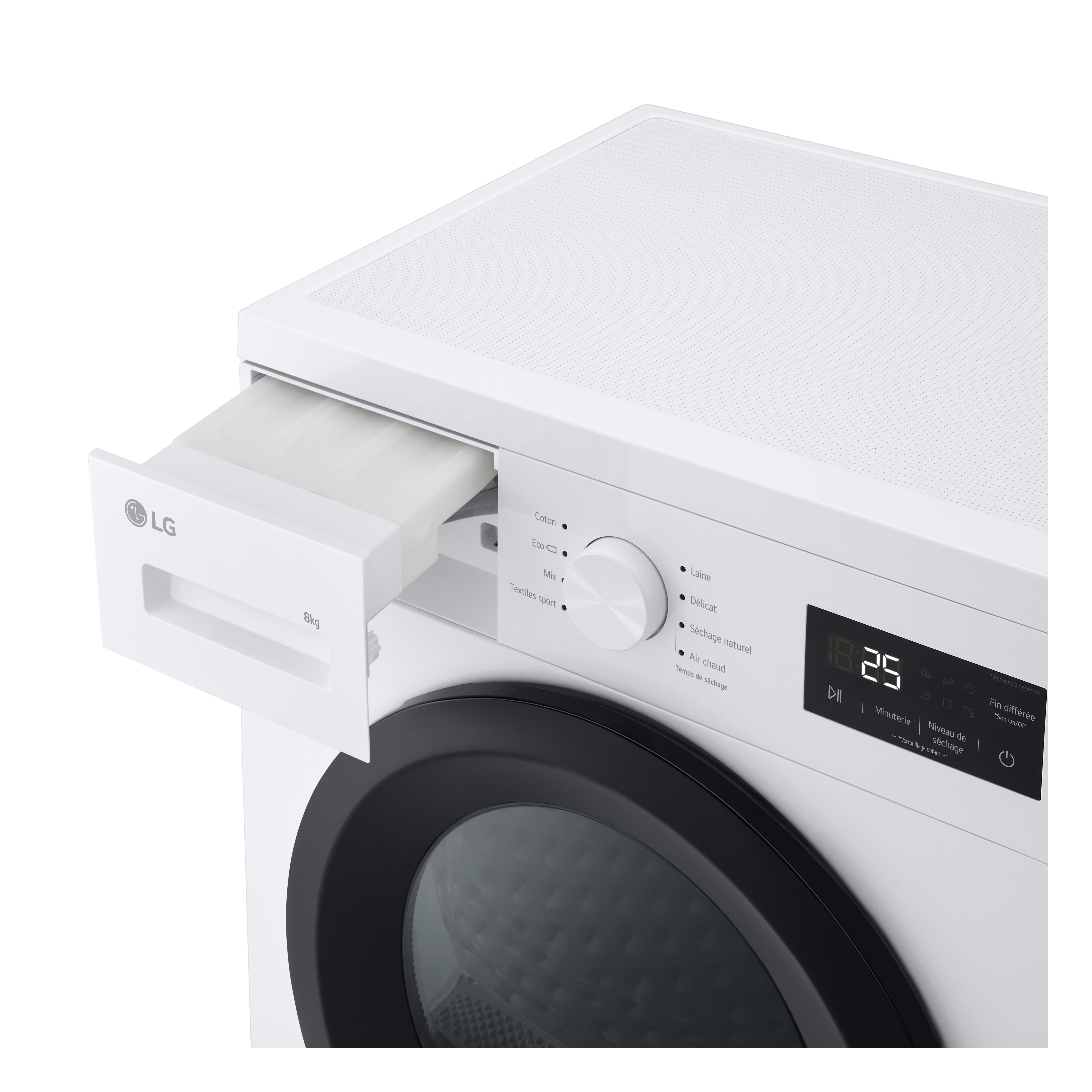 Voir la diapositive 7 : LG Sèche Linge RH8N15WHS - Blanc