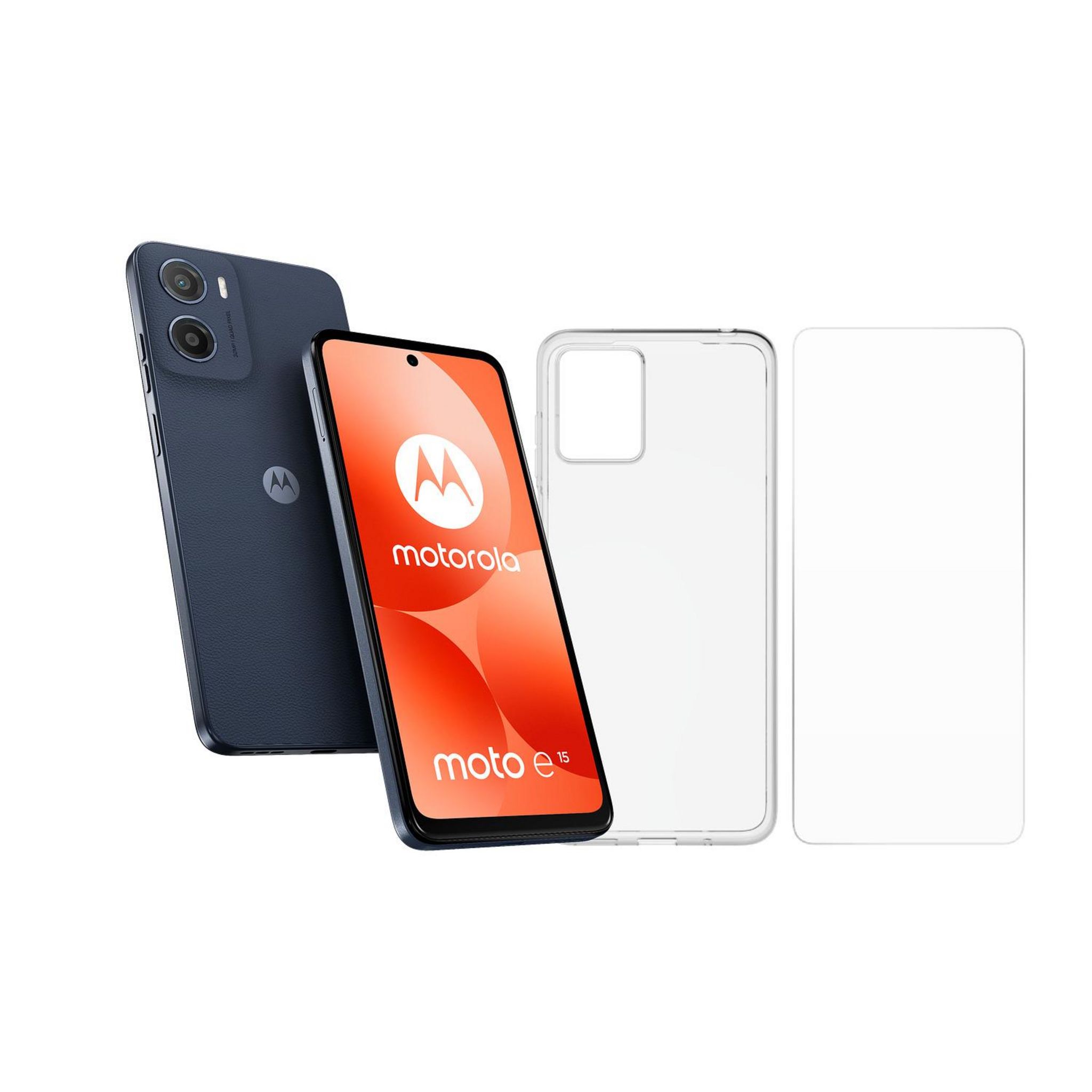 Voir la diapositive 2 : MOTOROLA Pack E15 2GO de Ram 64Go + Coque+Verre trempé