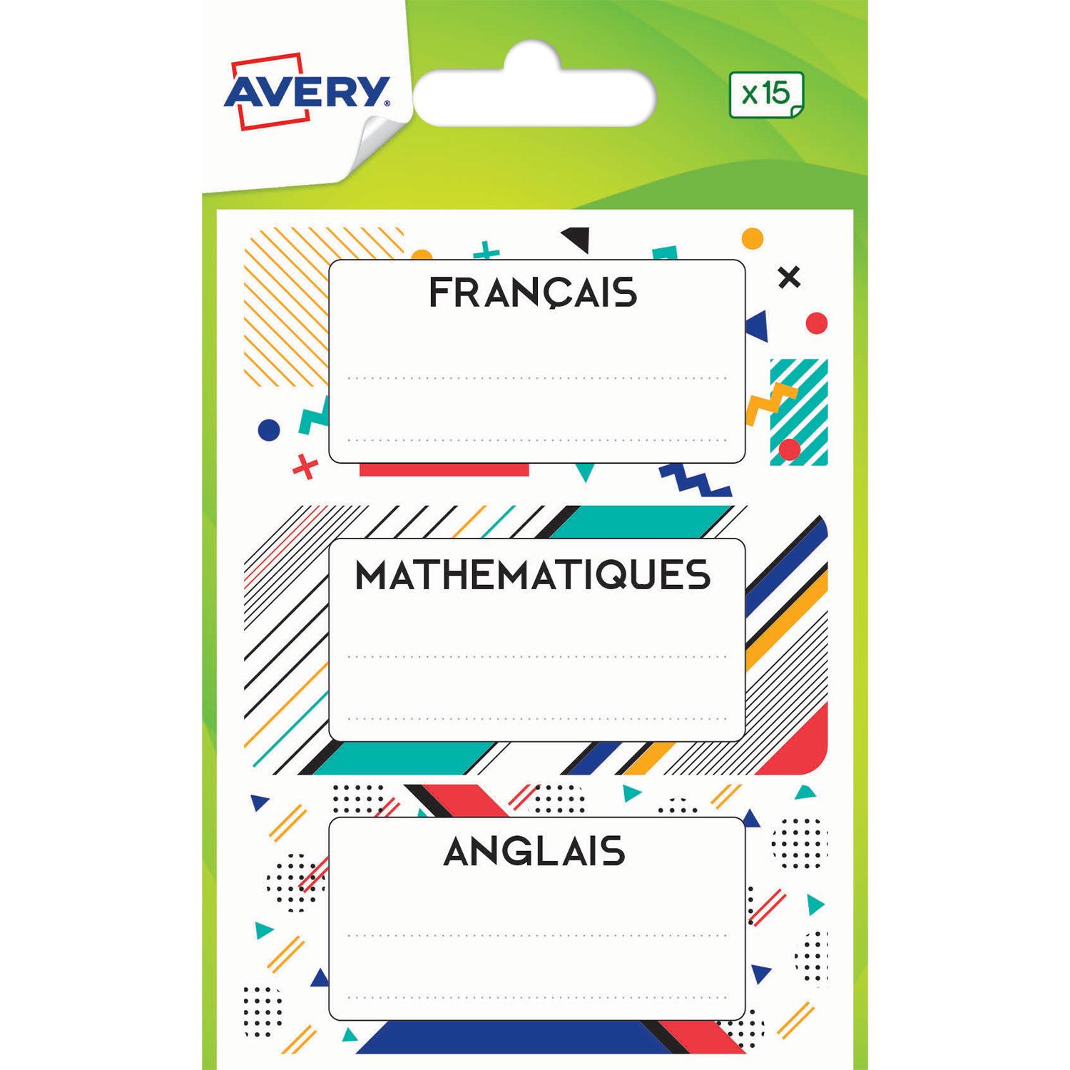 AVERY Etiquettes Matières Scolaires X15 76x34mm