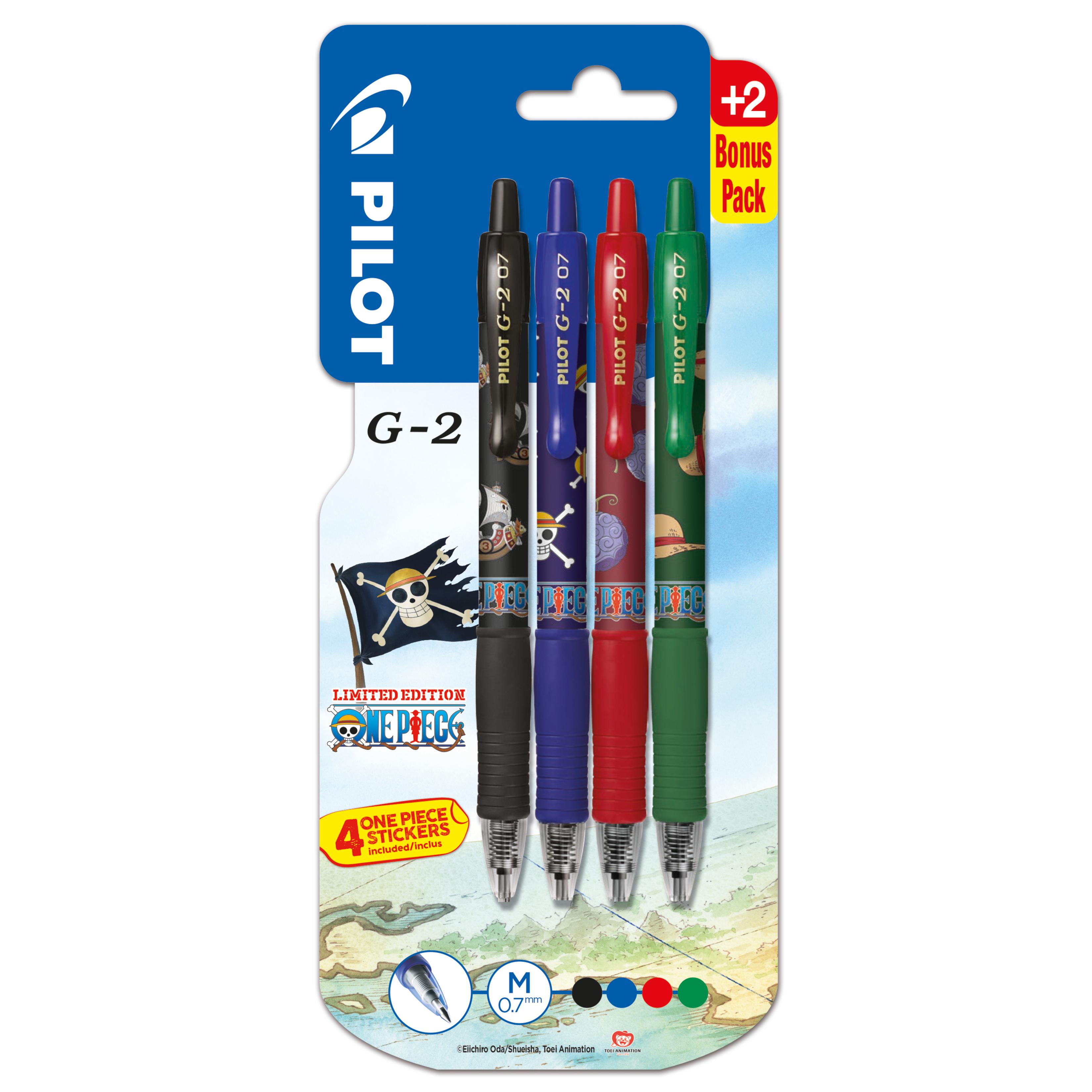 PILOT Stylos billes G-2 One piece - Noir / Rouge / Vert / Bleu