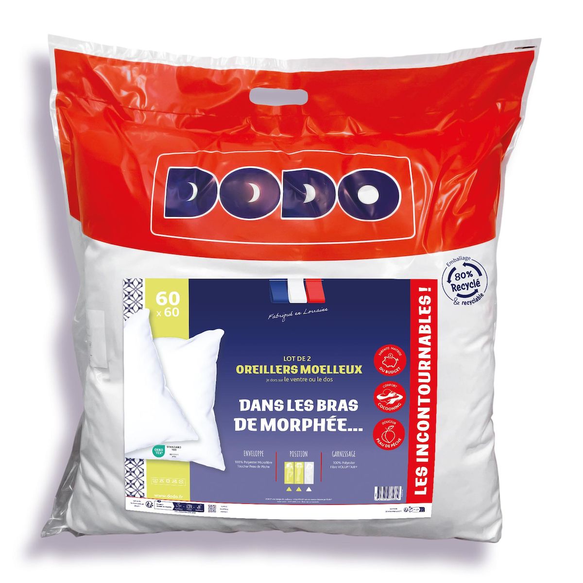 DODO Lot de 2 oreillers moelleux - Dans les bras de morphée