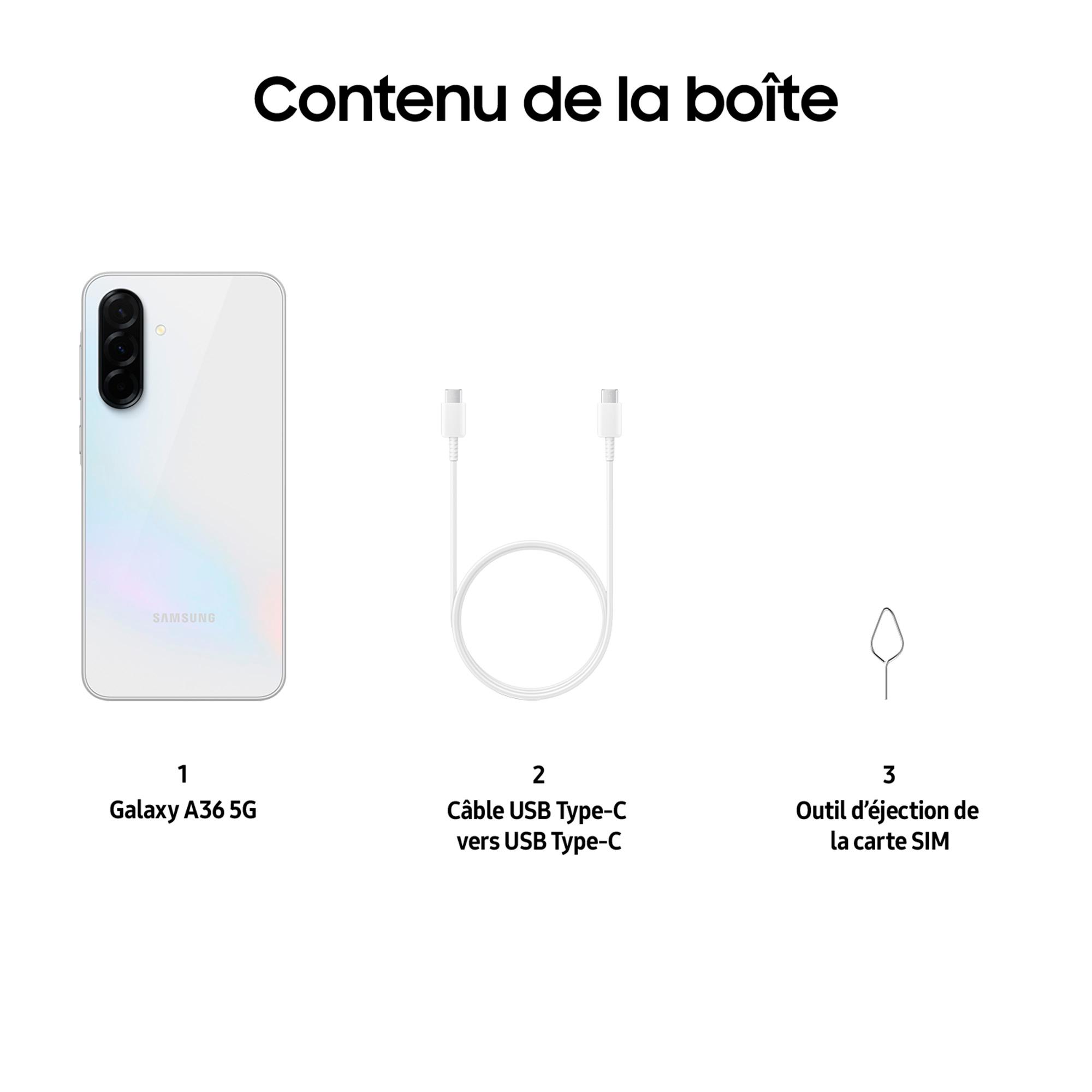 Voir la diapositive 8 : SAMSUNG Galaxy A36 5G AI Smartphone 128Go - Blanc