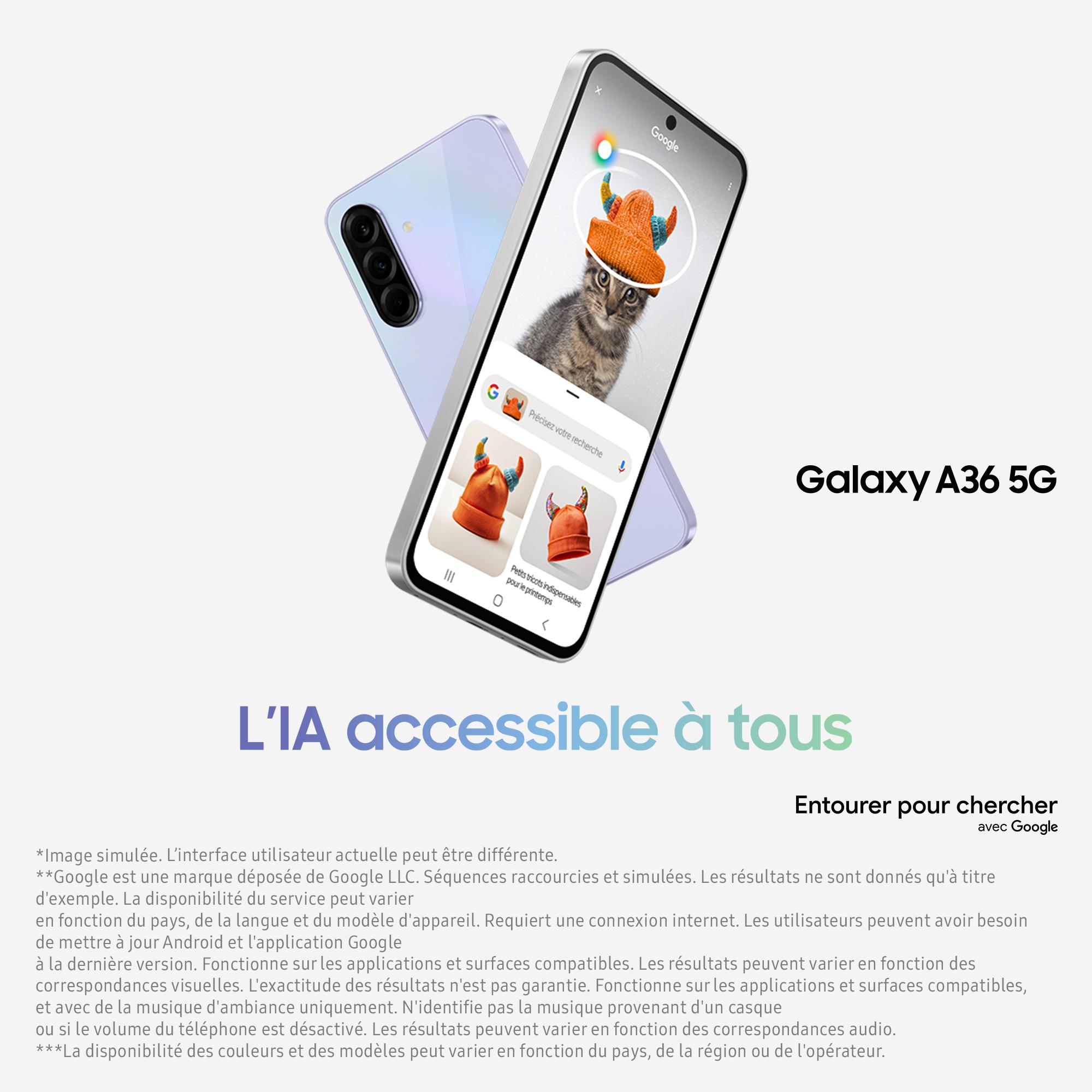Voir la diapositive 5 : SAMSUNG Galaxy A36 5G AI Smartphone 128Go - Lavande