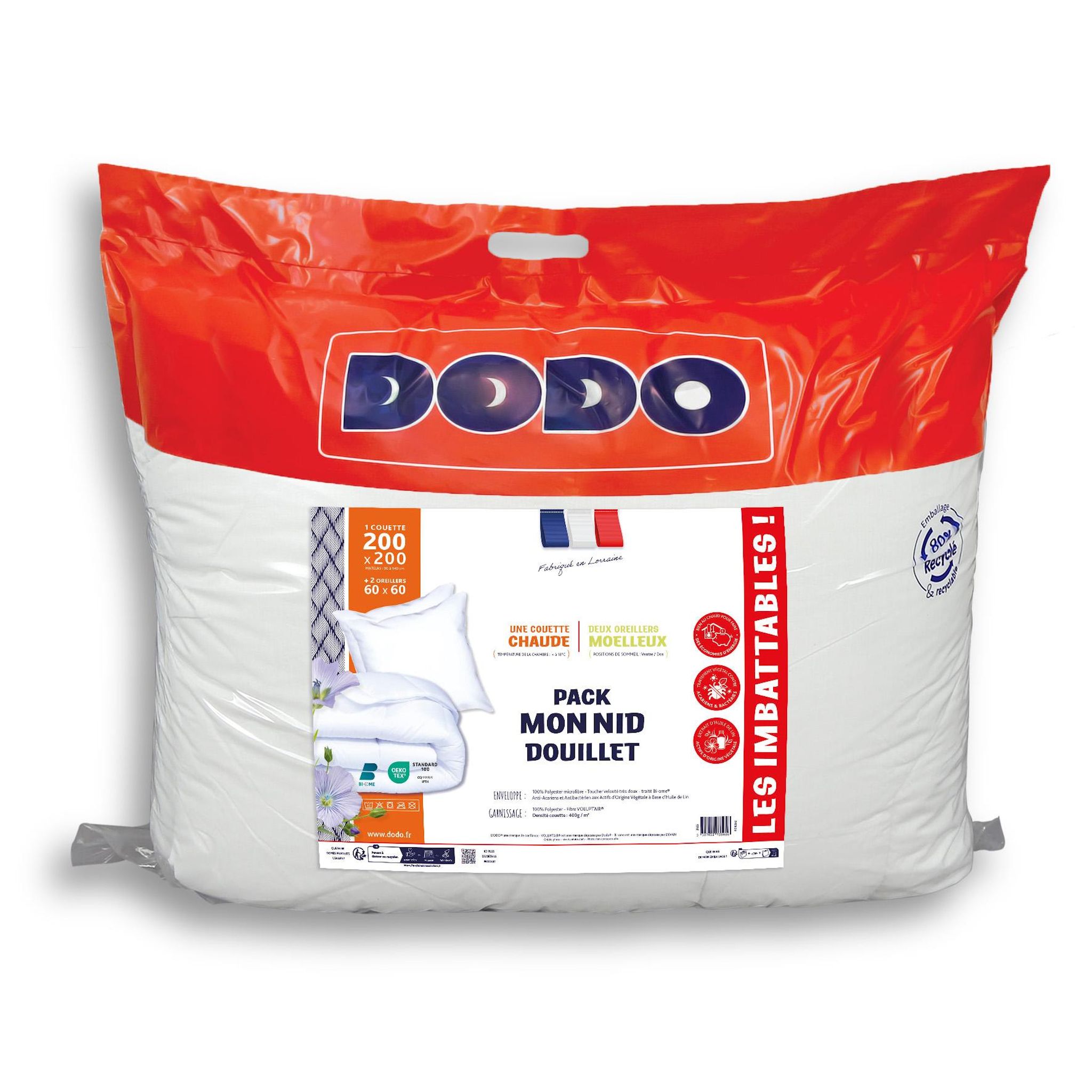 Voir la diapositive 2 : DODO Pack couette chaude + oreiller moelleux