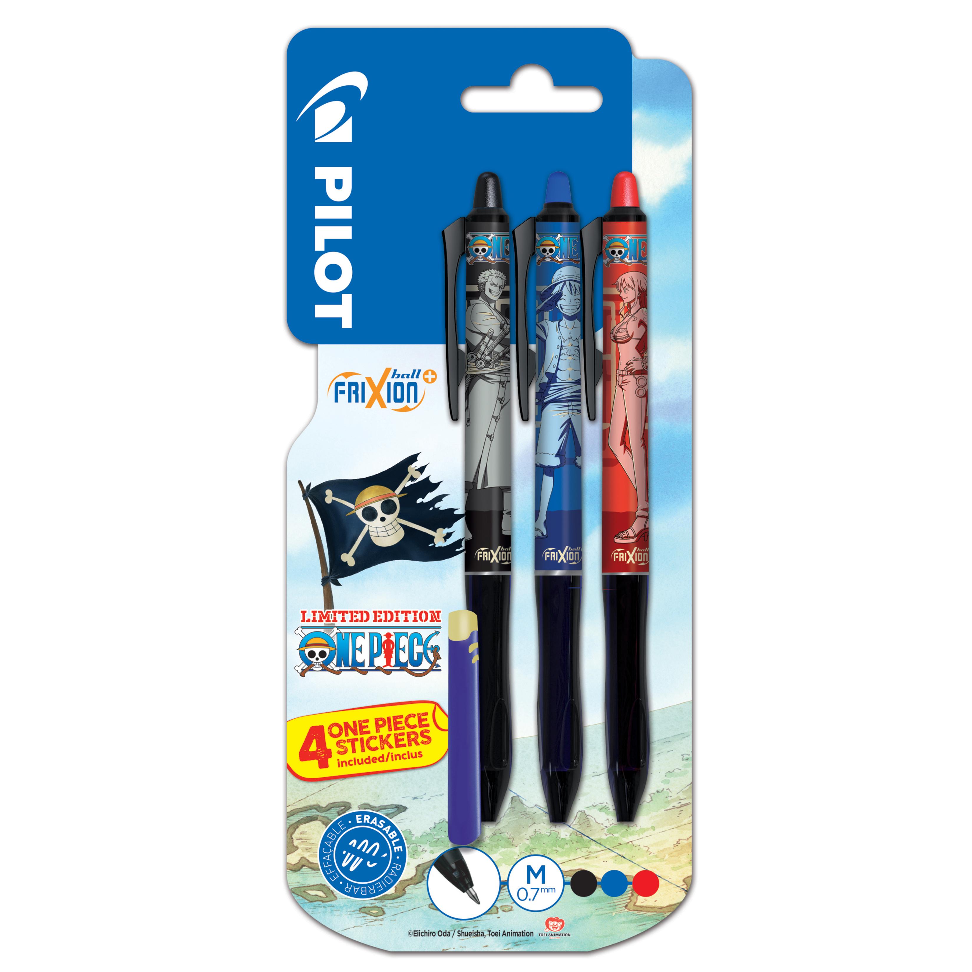 PILOT Stylos Frixion Ball Plus Noir / Rouge / Noir + Gomme - One Piece