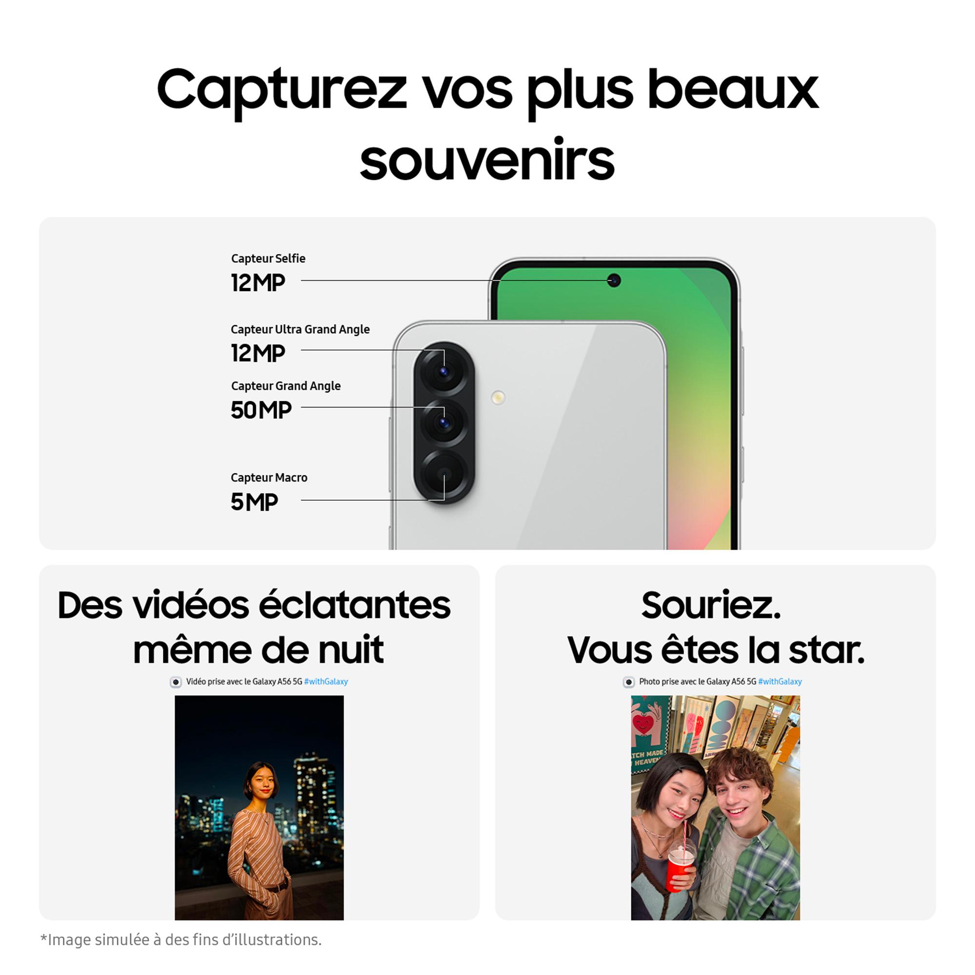 Voir la diapositive 5 : SAMSUNG Galaxy A56 5G AI Smartphone 128Go - Gris