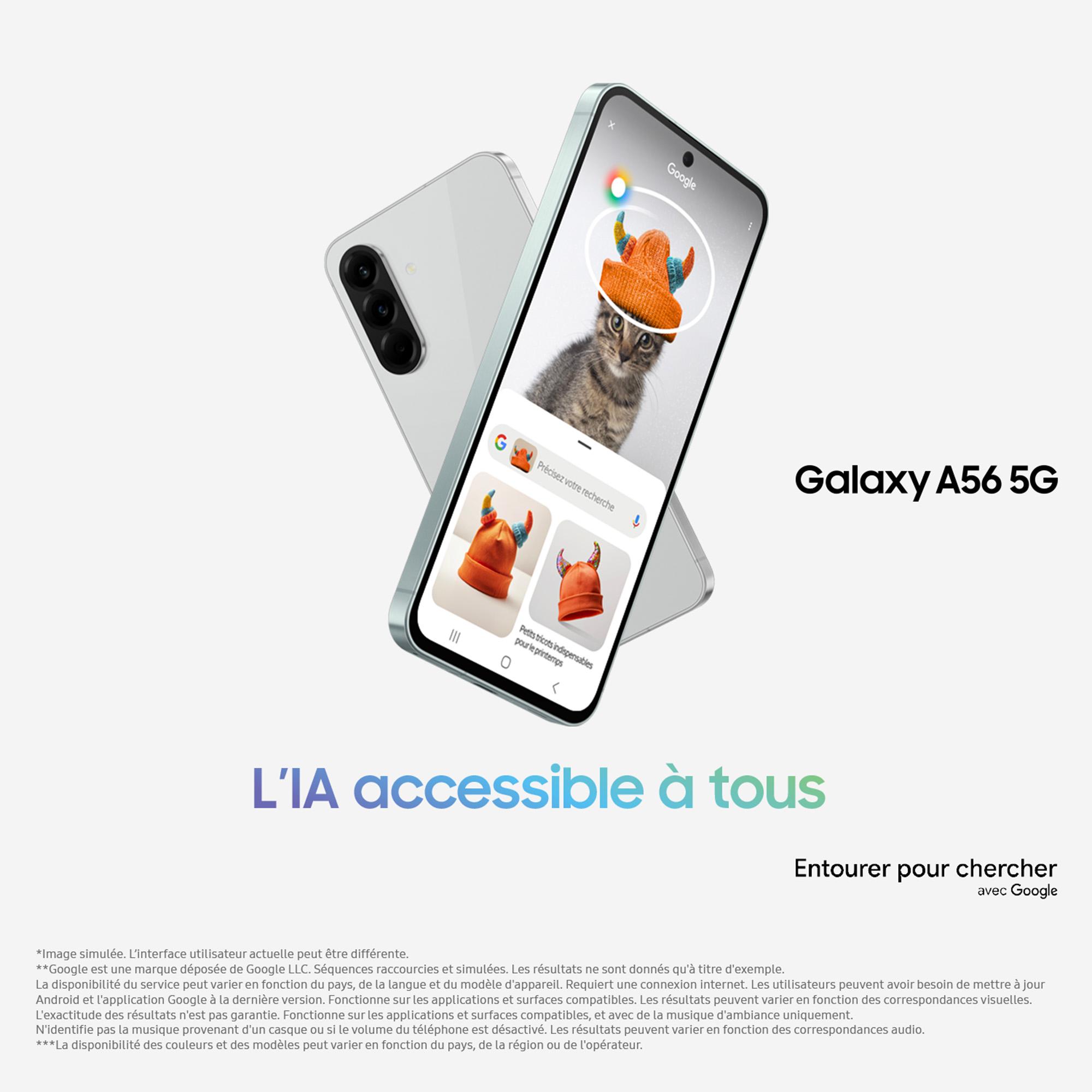 Voir la diapositive 5 : SAMSUNG Galaxy A56 5G AI Smartphone 128Go - Vert