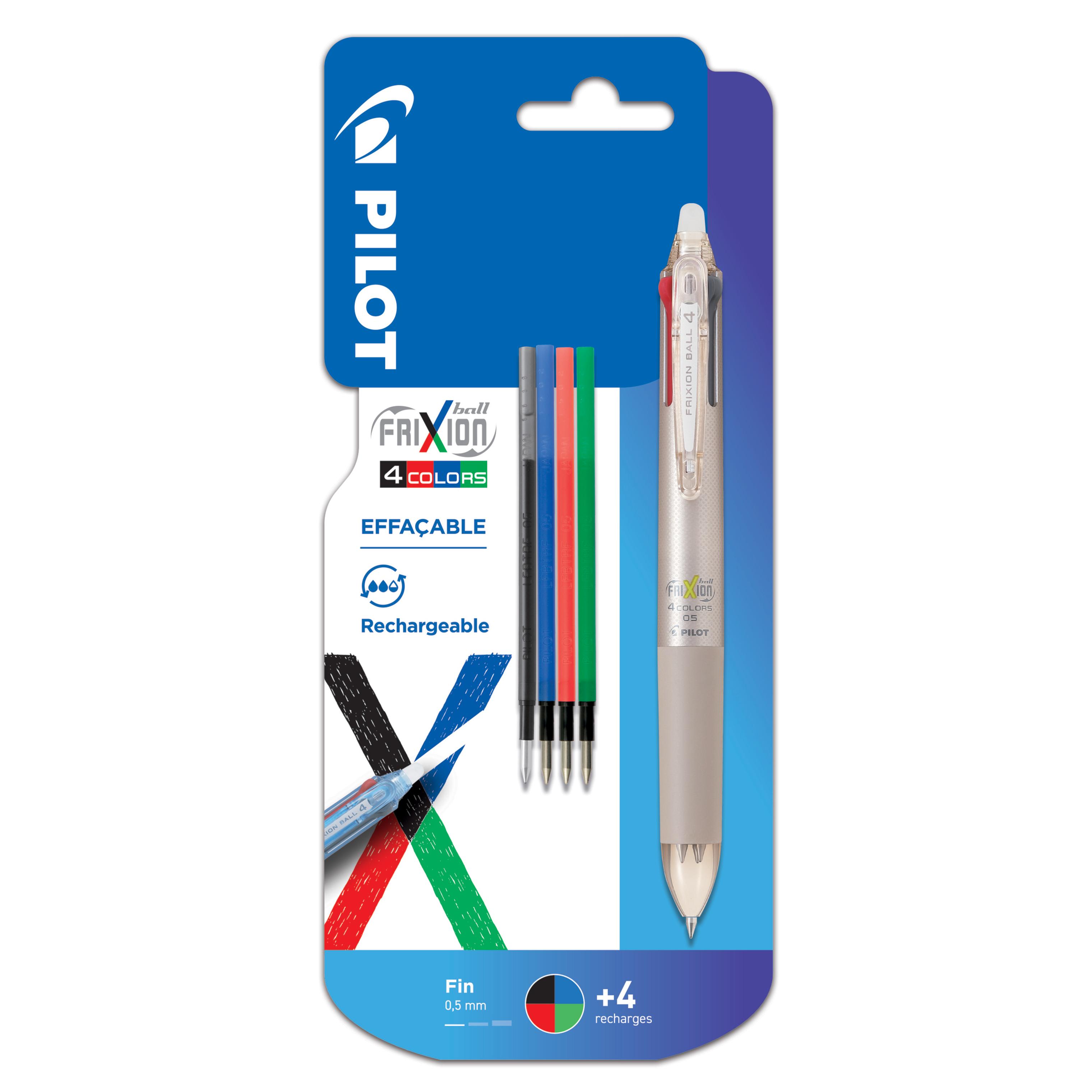 PILOT Stylo Frixion Ball 4 couleurs + recharge 4 couleurs - Champagne