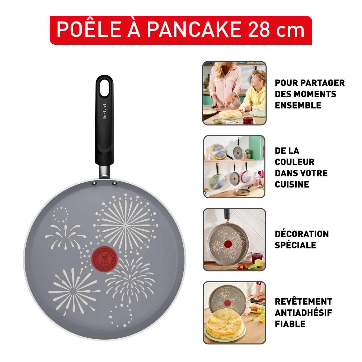Voir la diapositive 2 : TEFAL Crêpière 28 cm rose tous feux dont induction