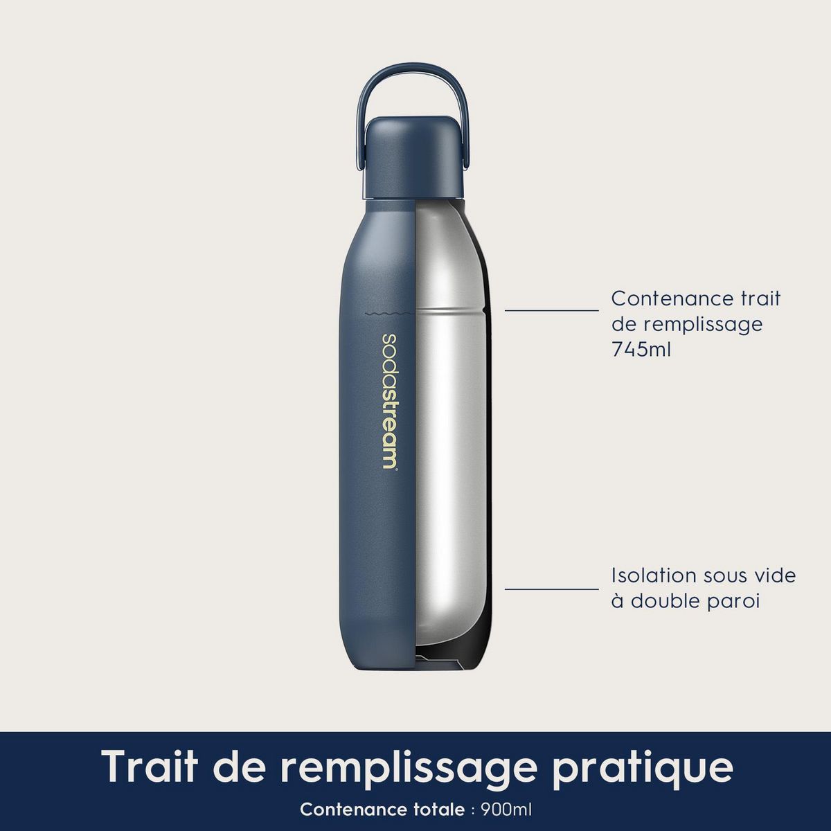 SODASTREAM Gourde métal bleue 930 ml