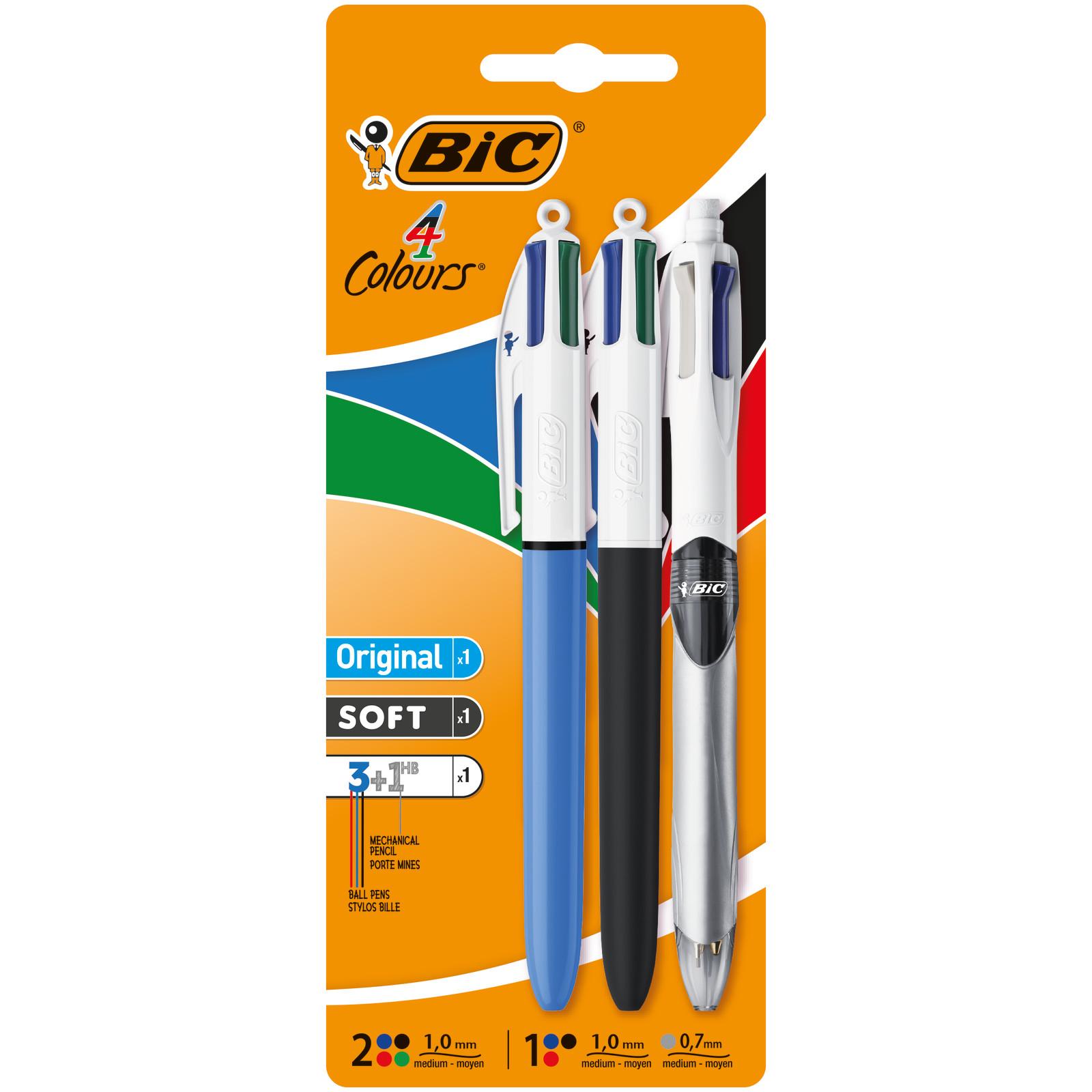 BIC Lot de 3 4 couleurs 1x original 1x soft 1x 3+1 HB