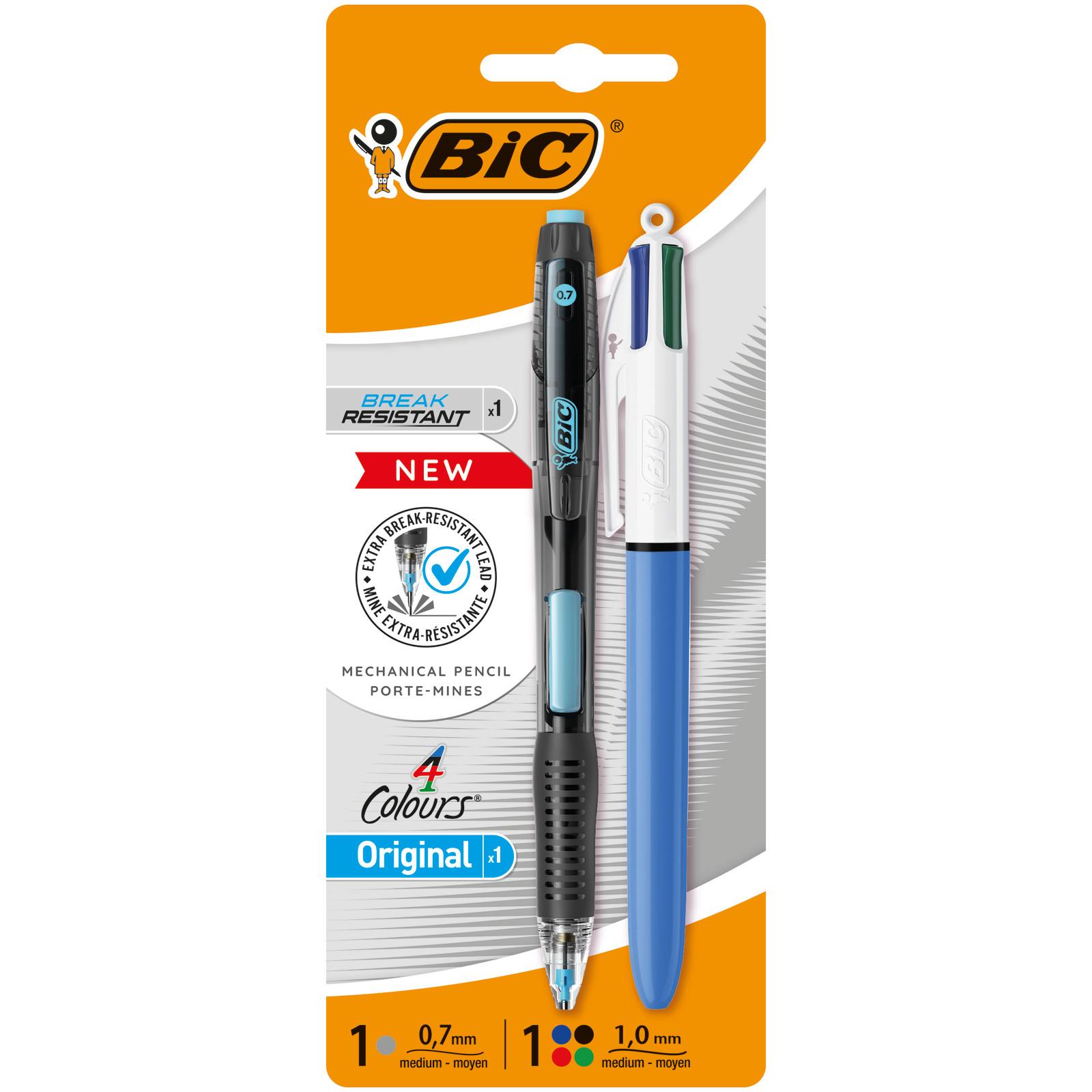 BIC Lot 1 crayon 4 couleurs + 1 criterium break résistant
