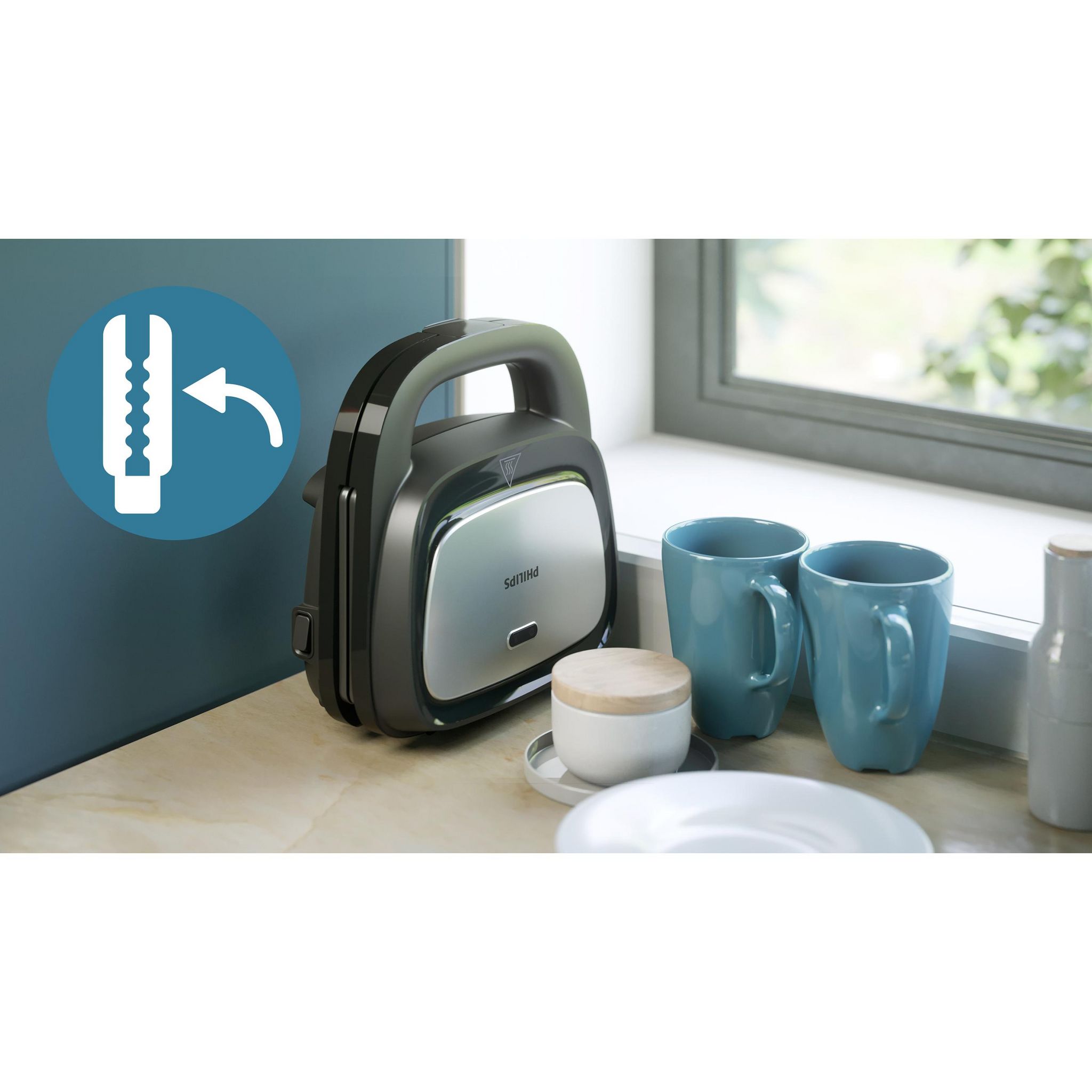 Voir la diapositive 7 : PHILIPS Croque-monsieur HA2350/80 - Noir