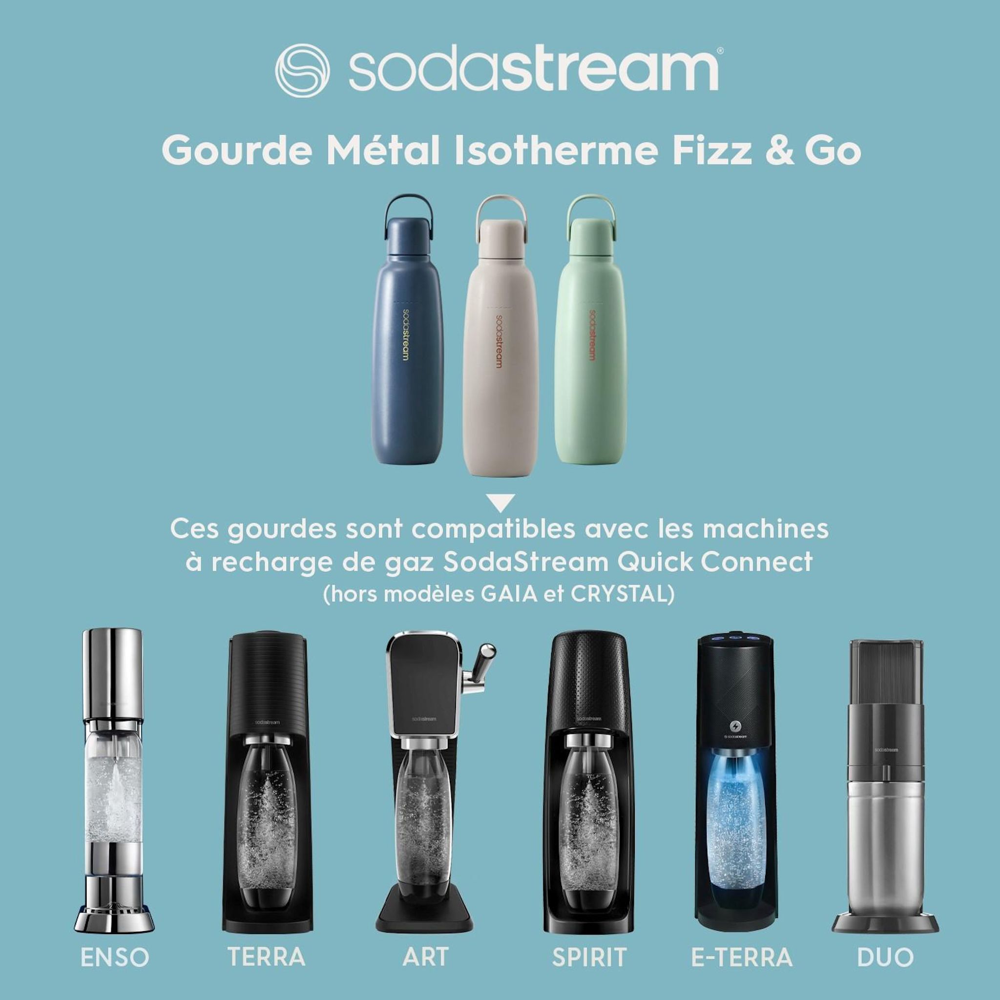 Voir la diapositive 3 : SODASTREAM Gourde métal blanc sable 930 ml