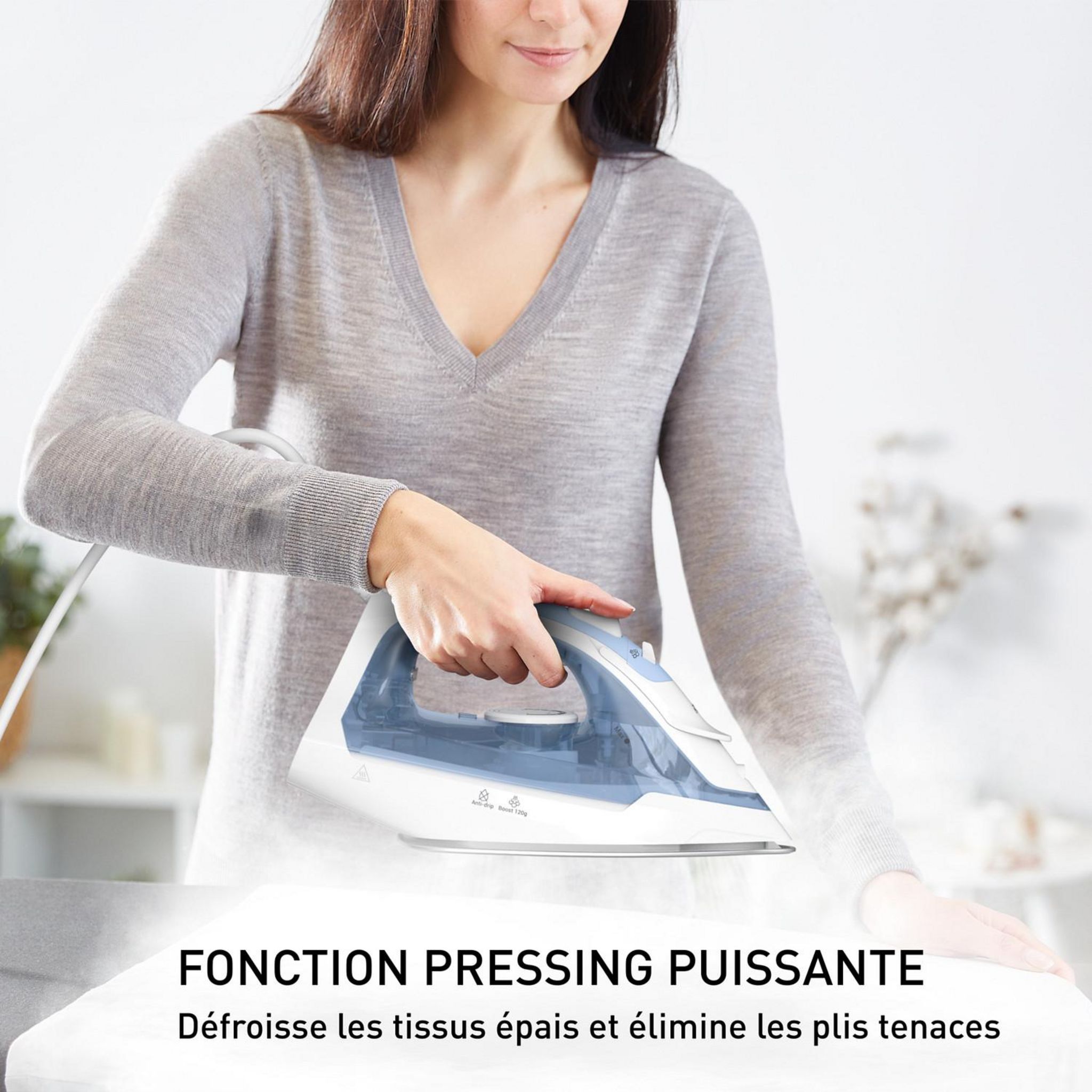 Voir la diapositive 3 : CALOR Fer à repasser FV2C41C0 - Bleu et blanc