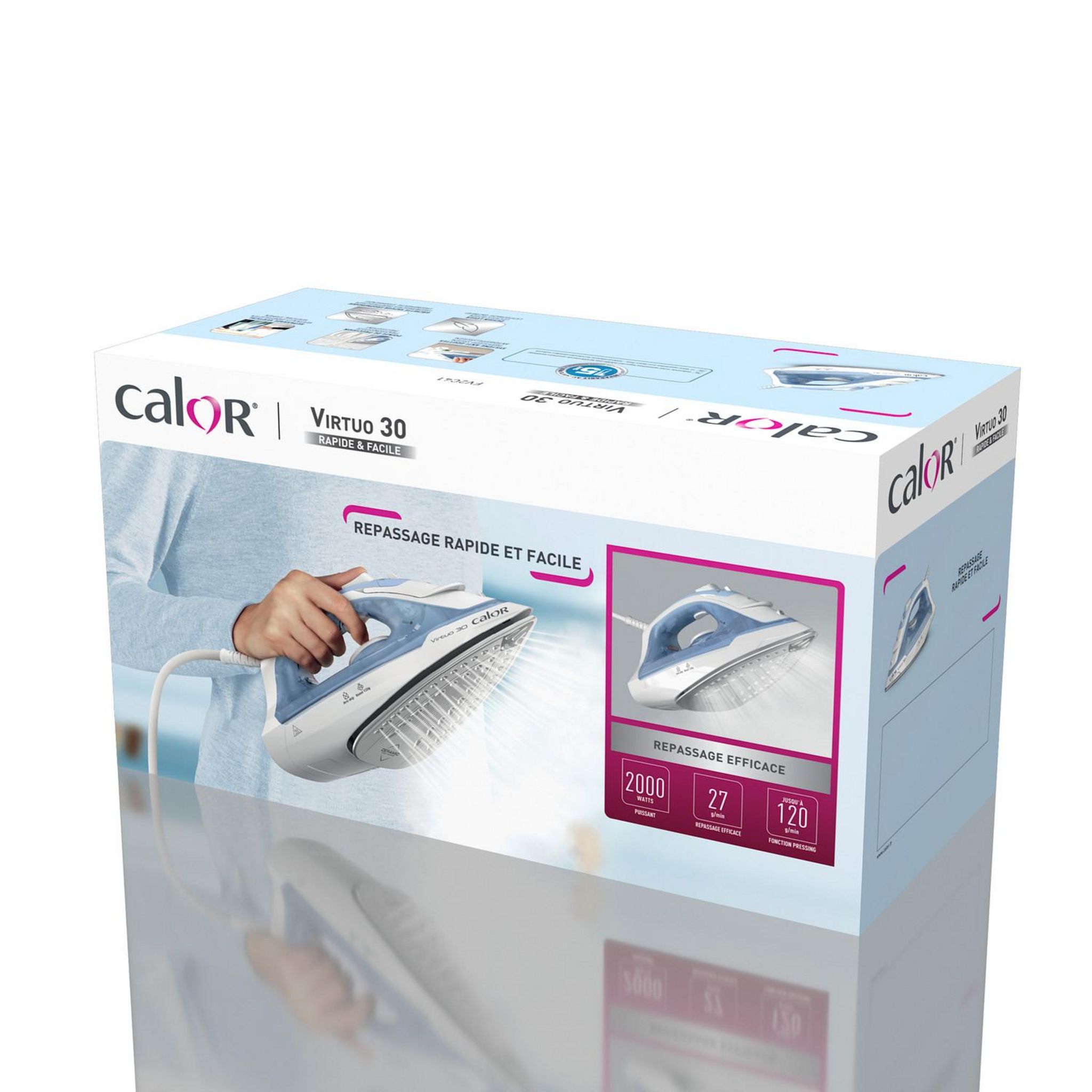 Voir la diapositive 8 : CALOR Fer à repasser FV2C41C0 - Bleu et blanc