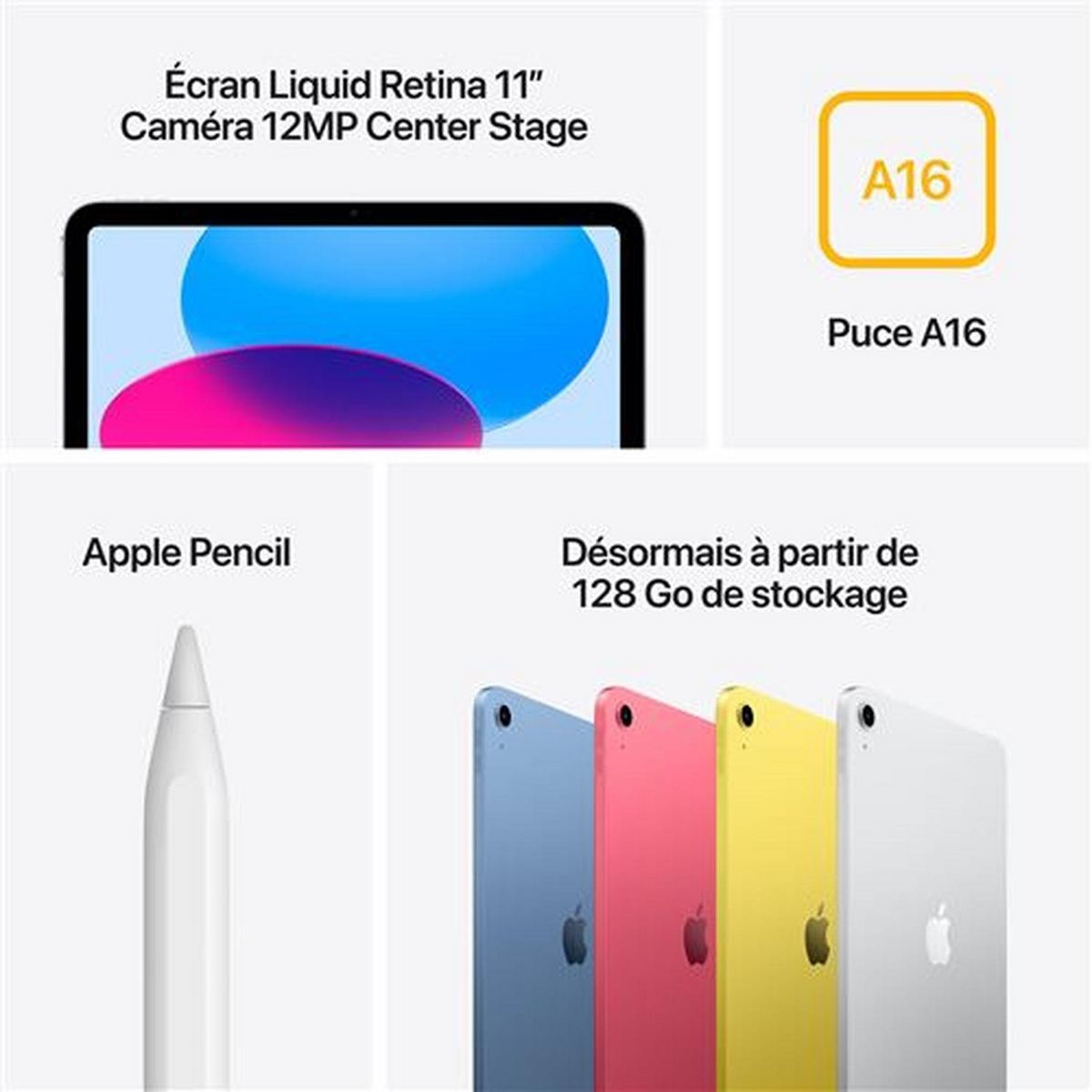 APPLE Tablette Tactile iPad 11 pouces 256Go Puce A16 WIFI - Argent