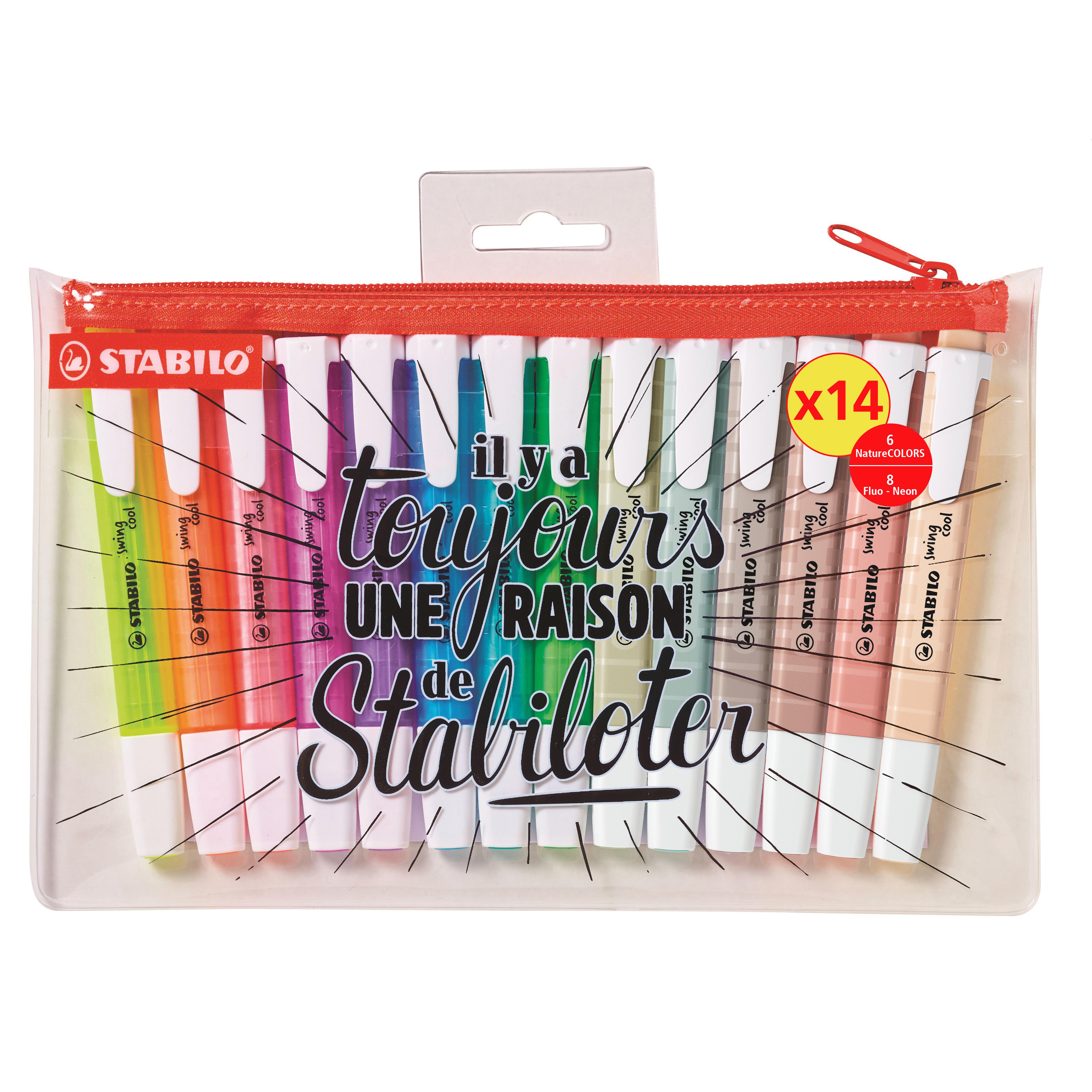STABILO Trousse Surligneurs x14 Swing Cool Format Stylo