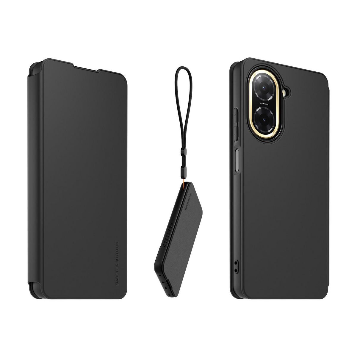 XIAOMI Pack Étui folio + Dragonne pour Redmi A5 - Noir