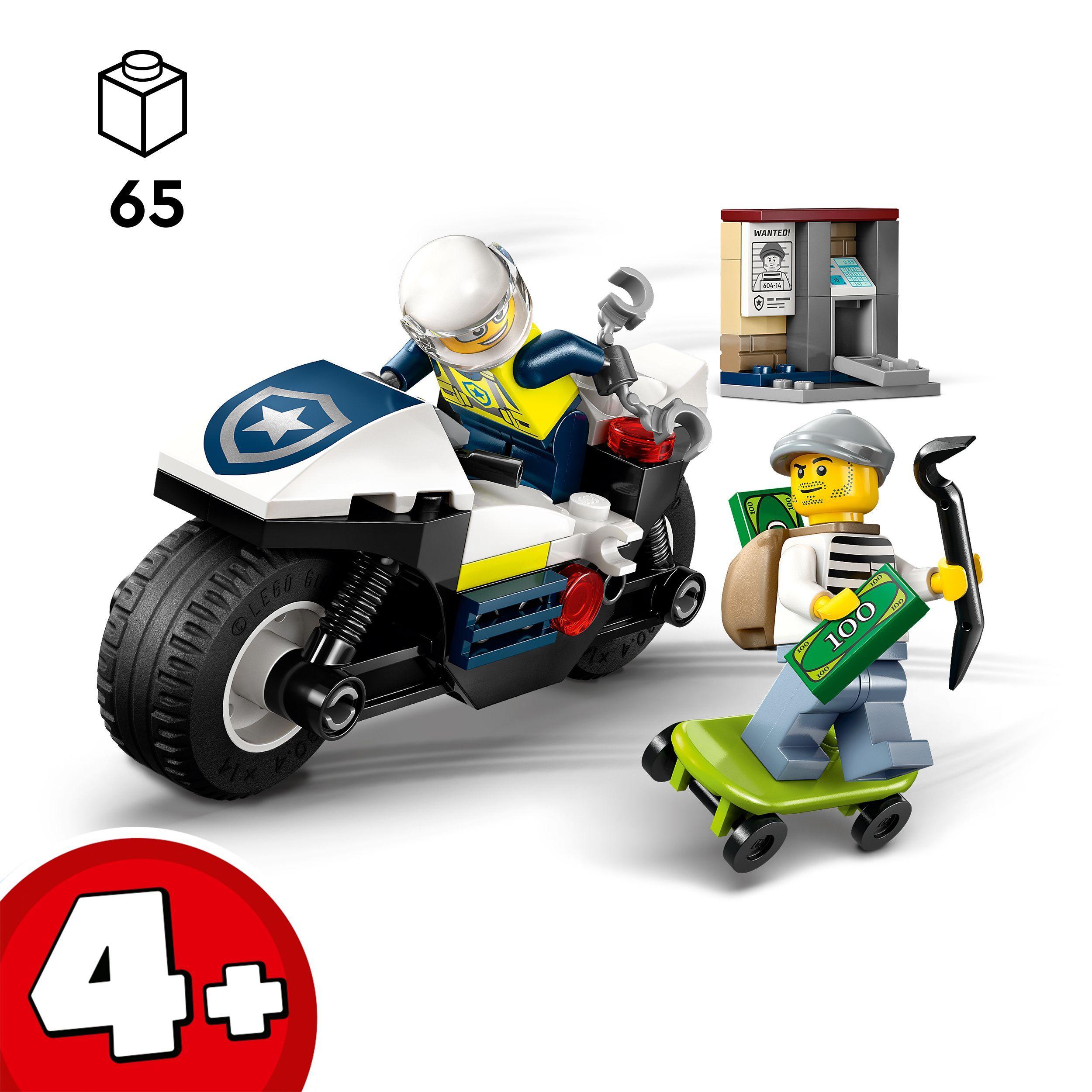 Voir la diapositive 3 : LEGO City 60455 La Course-Poursuite en Moto de Police - Jeu de construction dès 4 ans