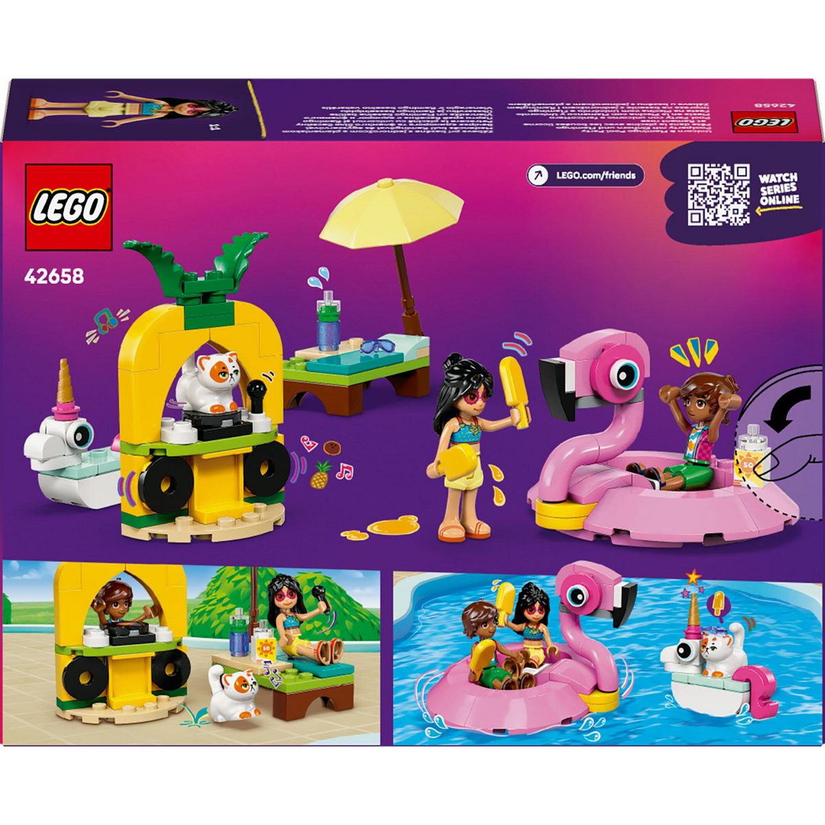 LEGO Friends 42658 - Fete dans la piscine avec les bouees Licorne et Flamant rose