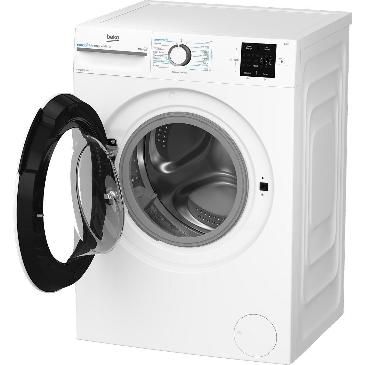BEKO Lave linge hublot à induction BM0WU38211, 8 kg, 1200 T/min, A