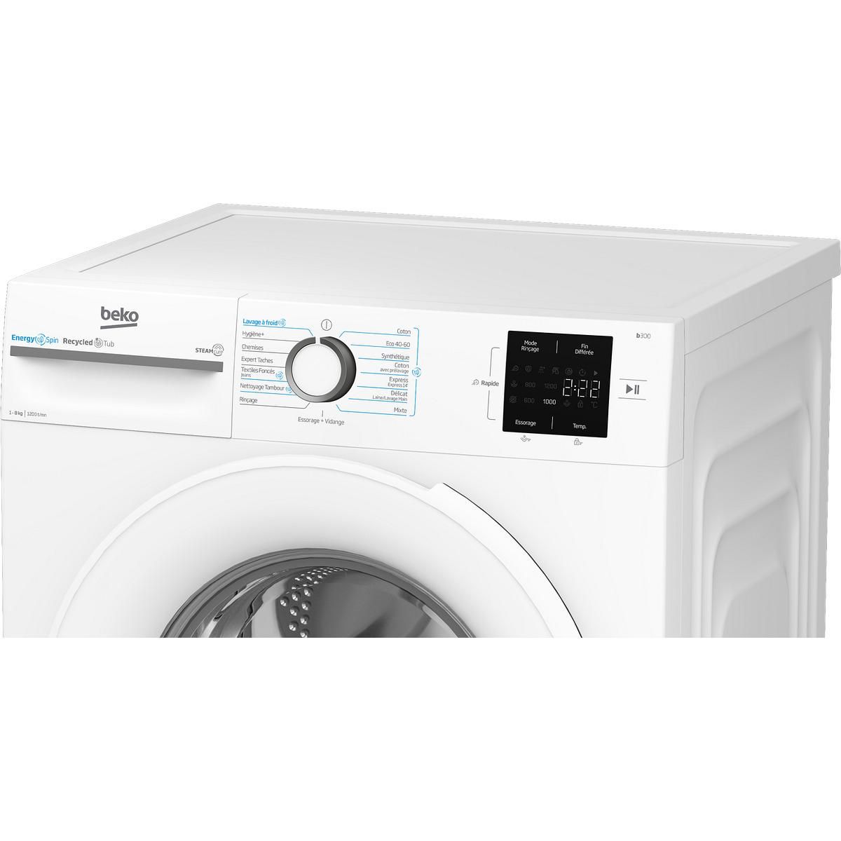 BEKO Lave linge hublot à induction BM0WU38211, 8 kg, 1200 T/min, A