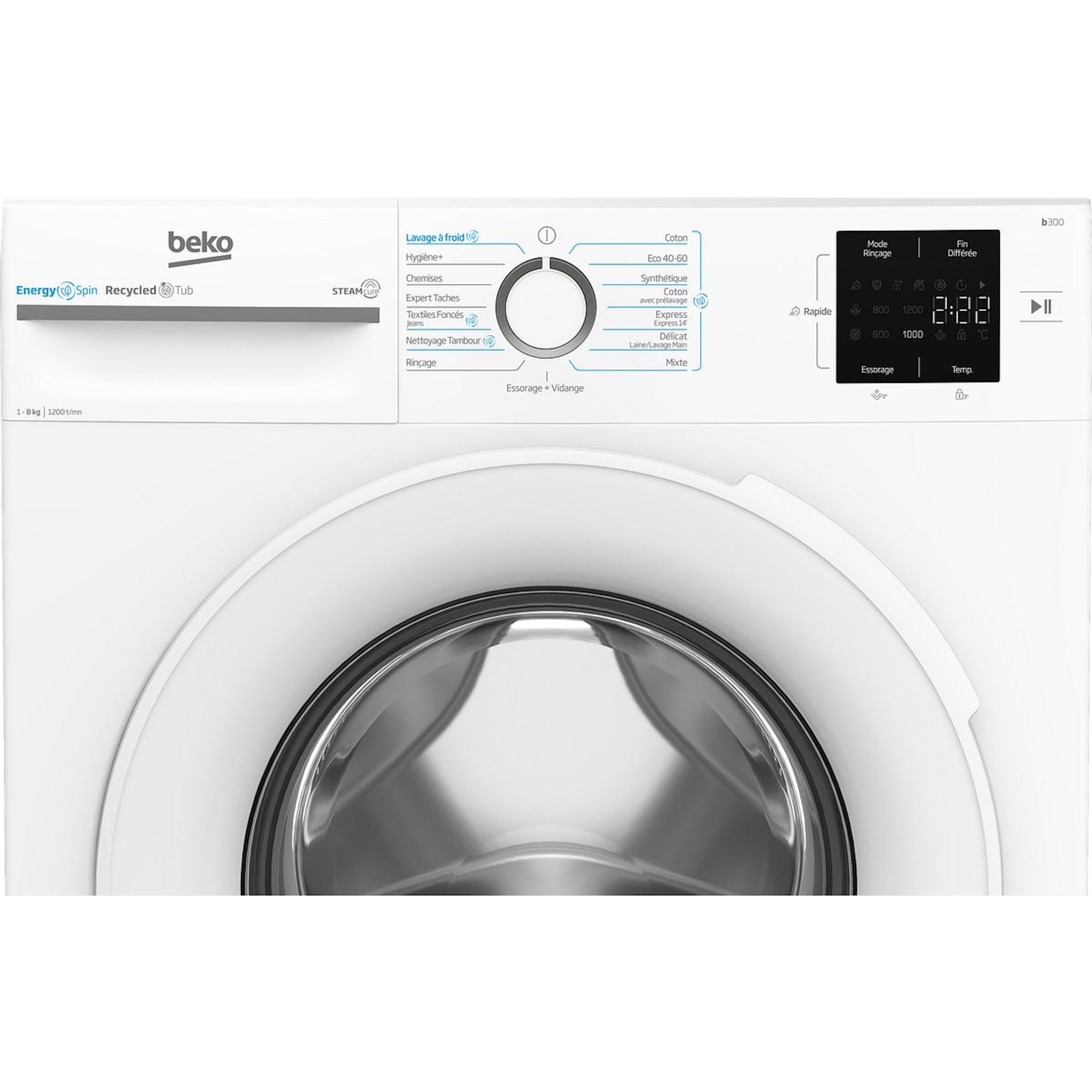 Voir la diapositive 5 : BEKO Lave linge hublot à induction BM0WU38211, 8 kg, 1200 T/min, A