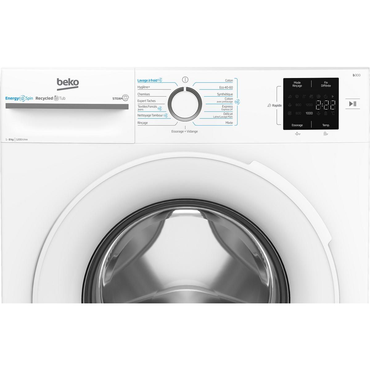 BEKO Lave linge hublot à induction BM0WU38211, 8 kg, 1200 T/min, A